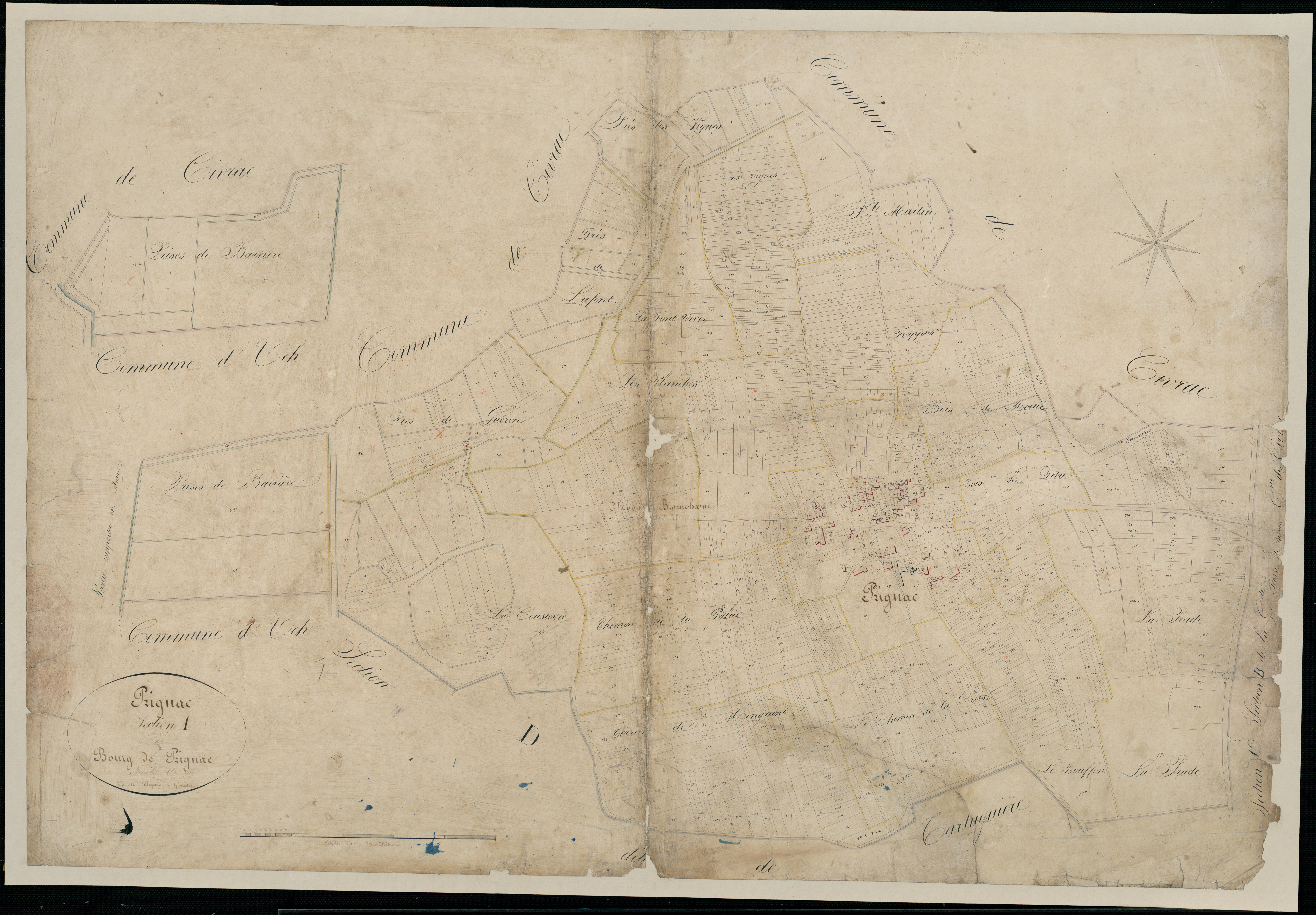 Prignac-en-Médoc - -Section A feuille unique : Le Bourg