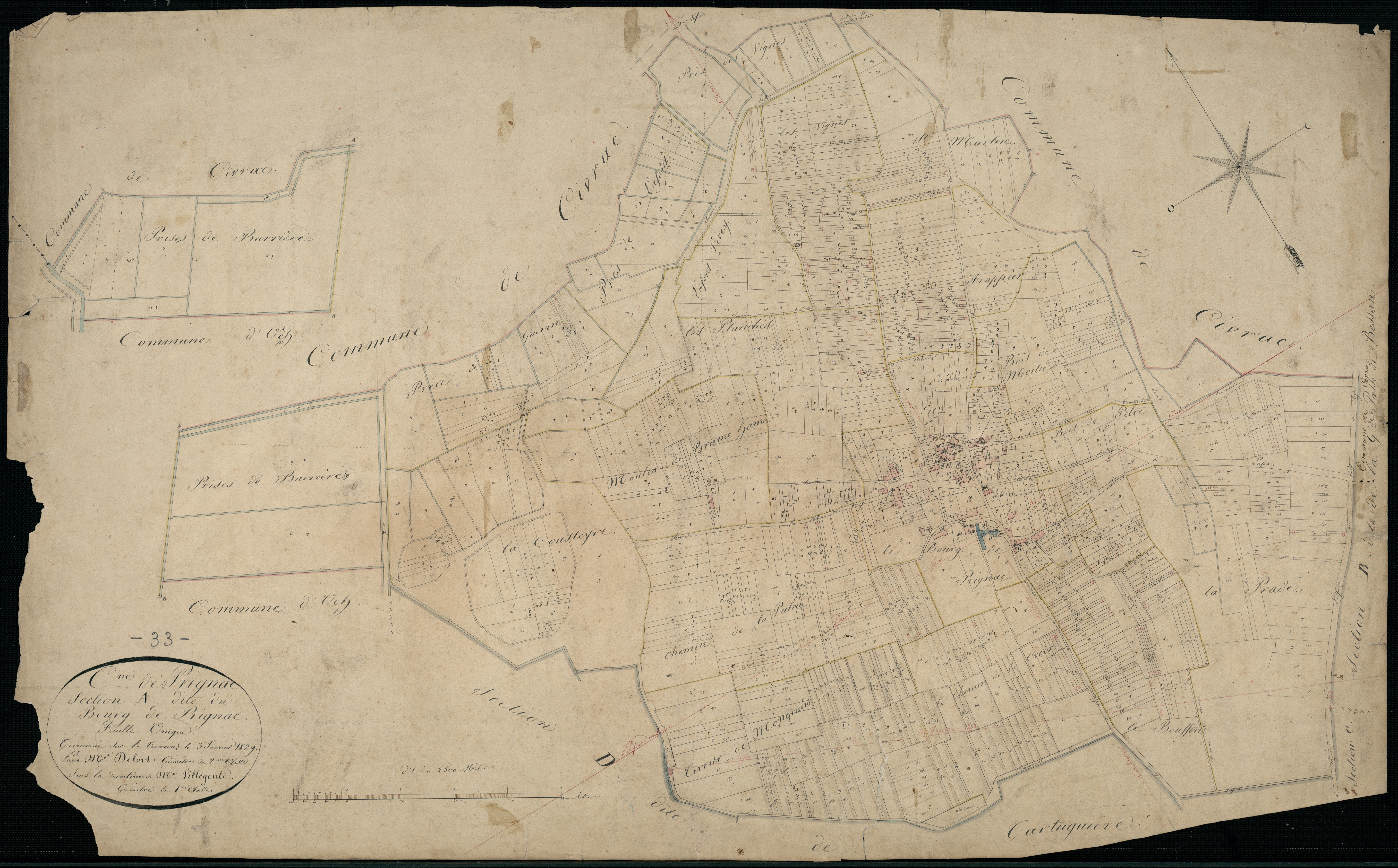 Prignac-en-Médoc - -Section A feuille unique : Le Bourg