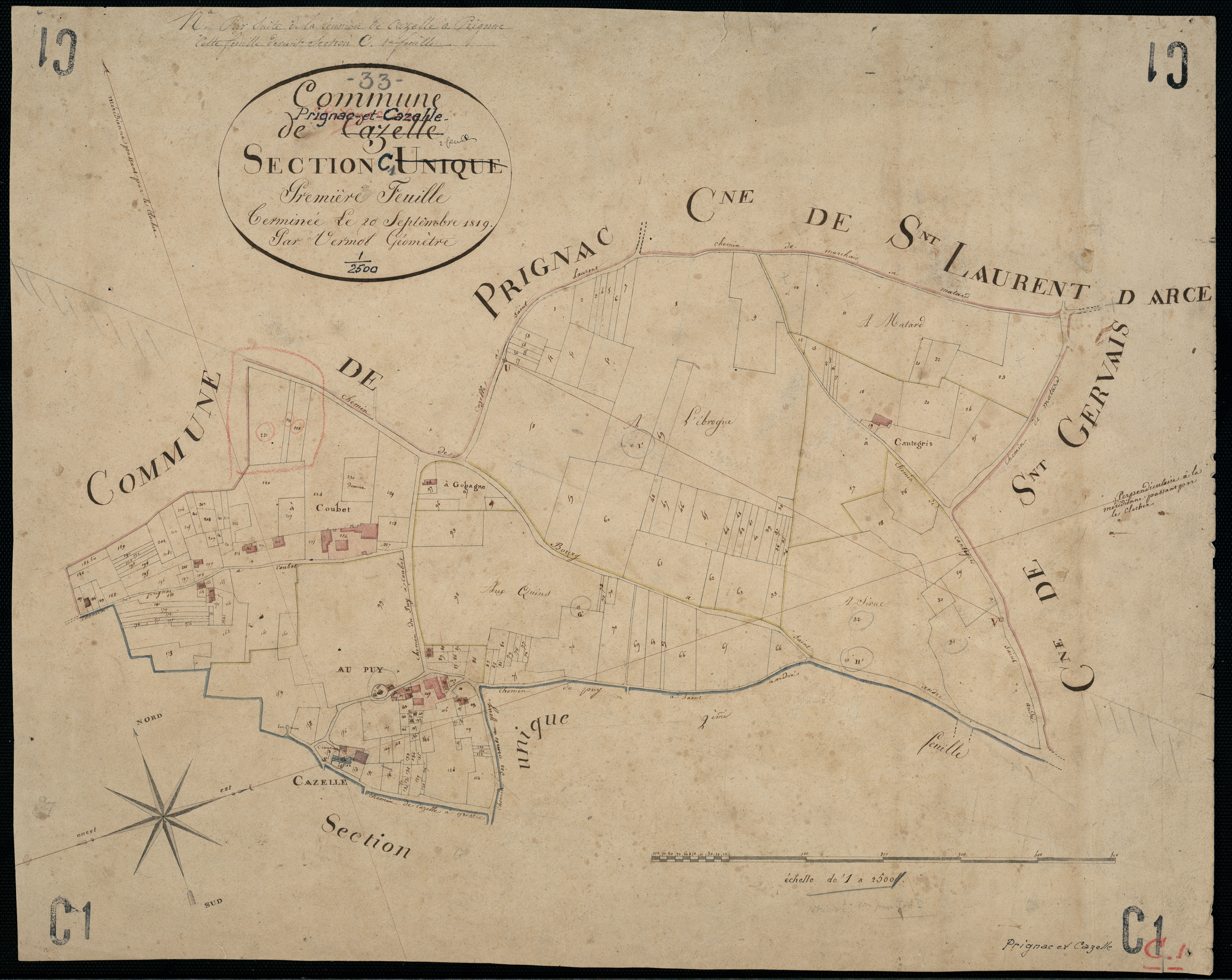 Prignac-et-Marcamps - -Section C feuille 1 : Cazelle