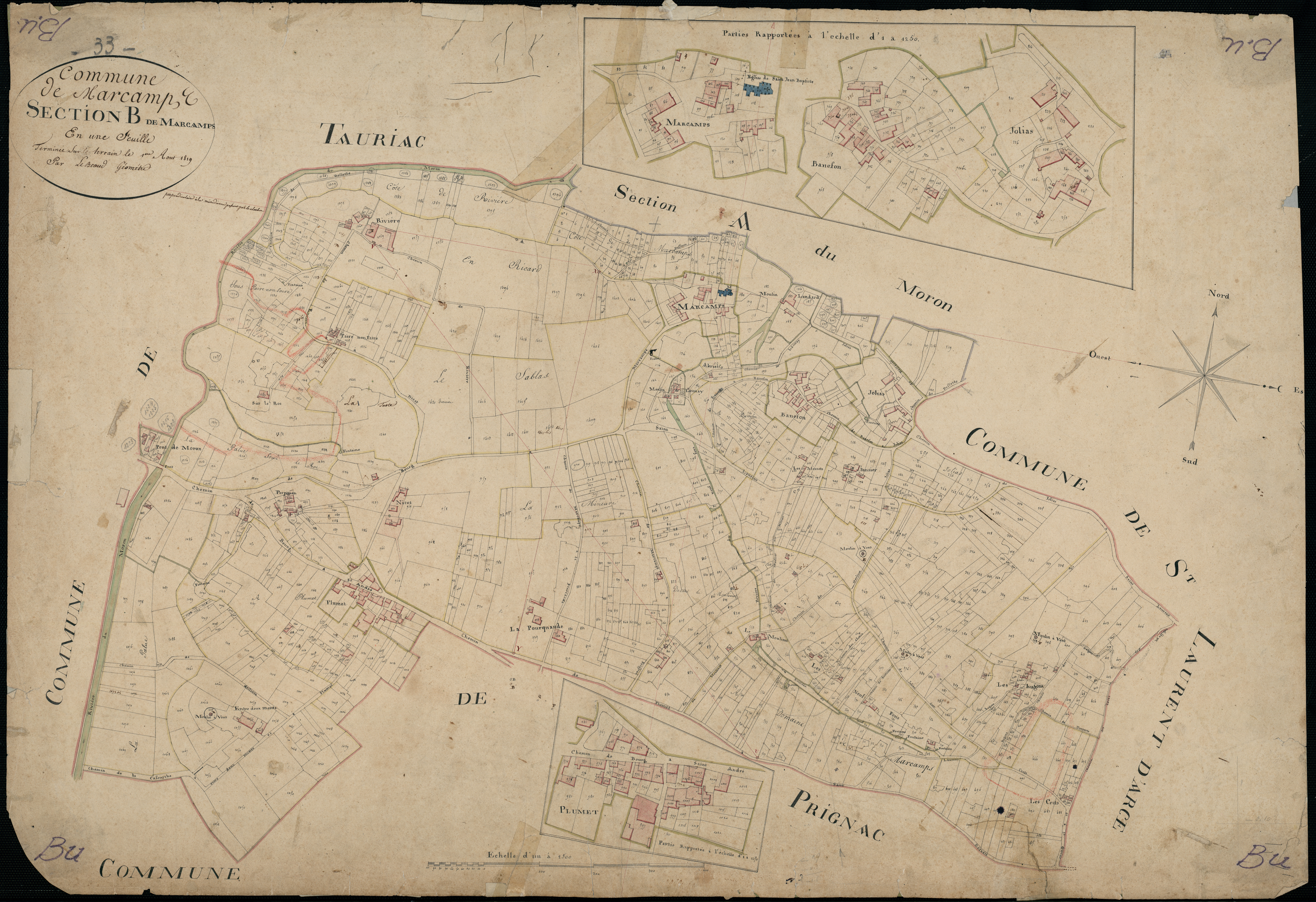Prignac-et-Marcamps - -Section B feuille unique : Marcamps