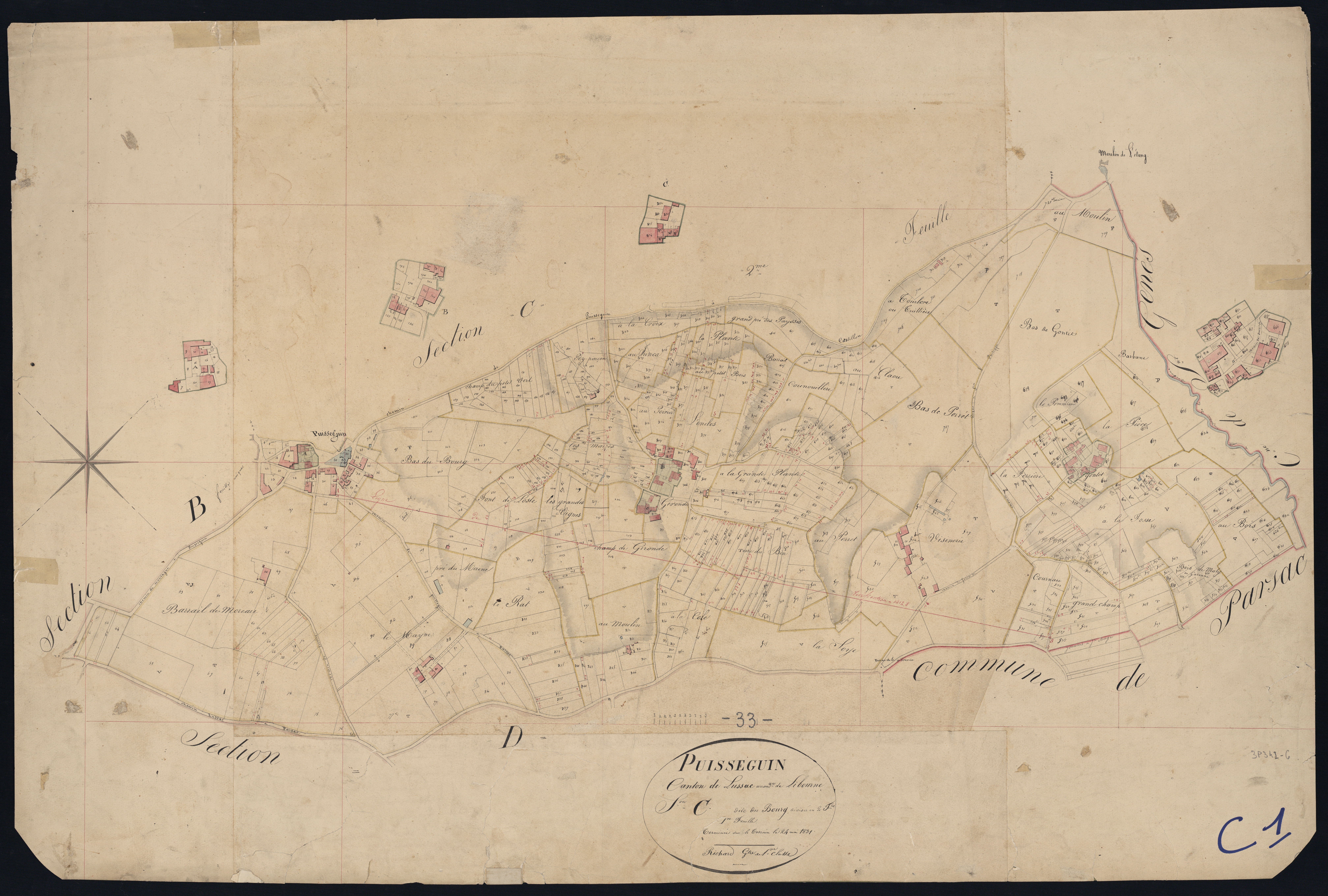 Puisseguin - -Section C feuille 1 : Le Bourg