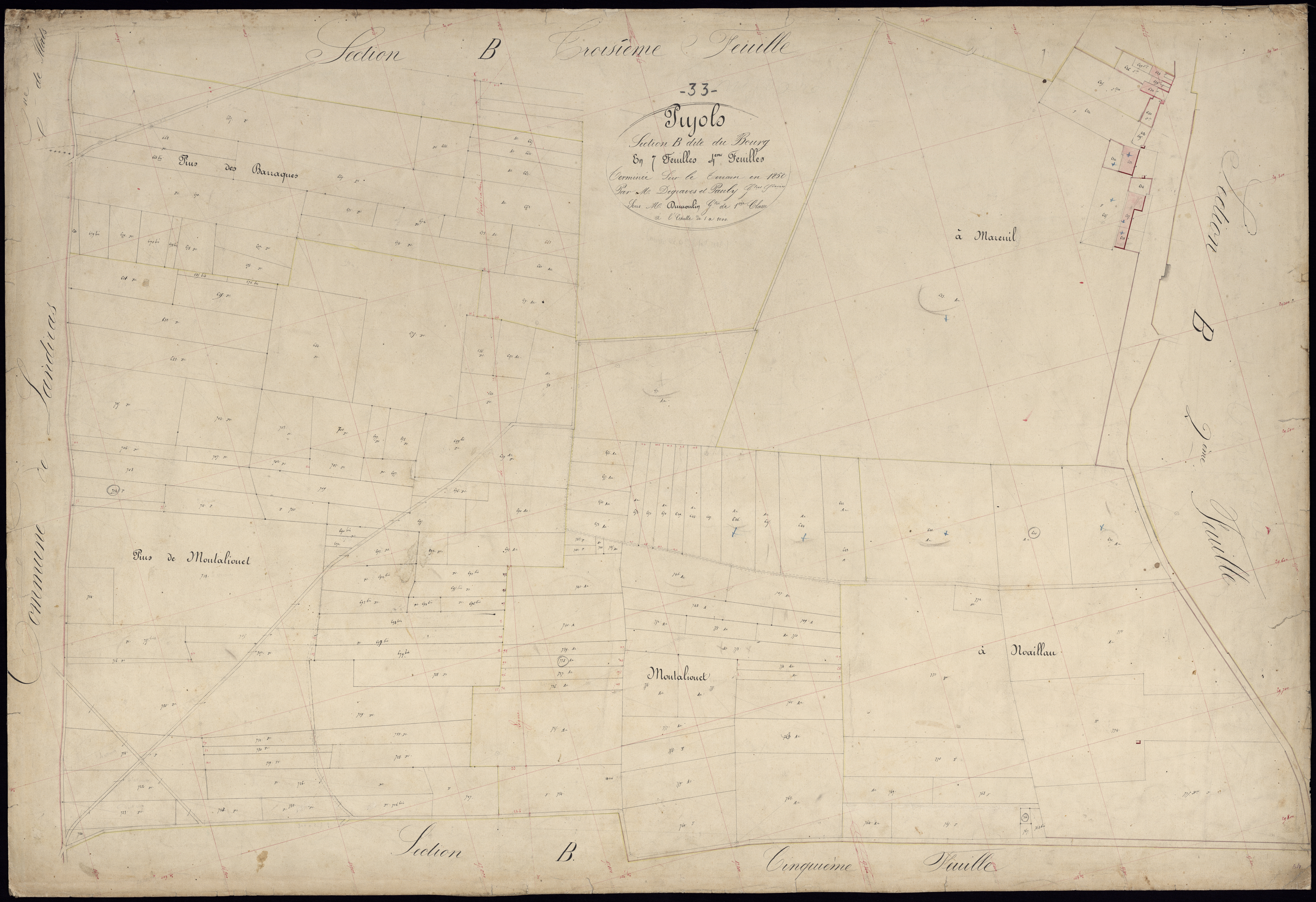 Pujols-sur-Ciron - -Section B feuille 4 : Le Bourg