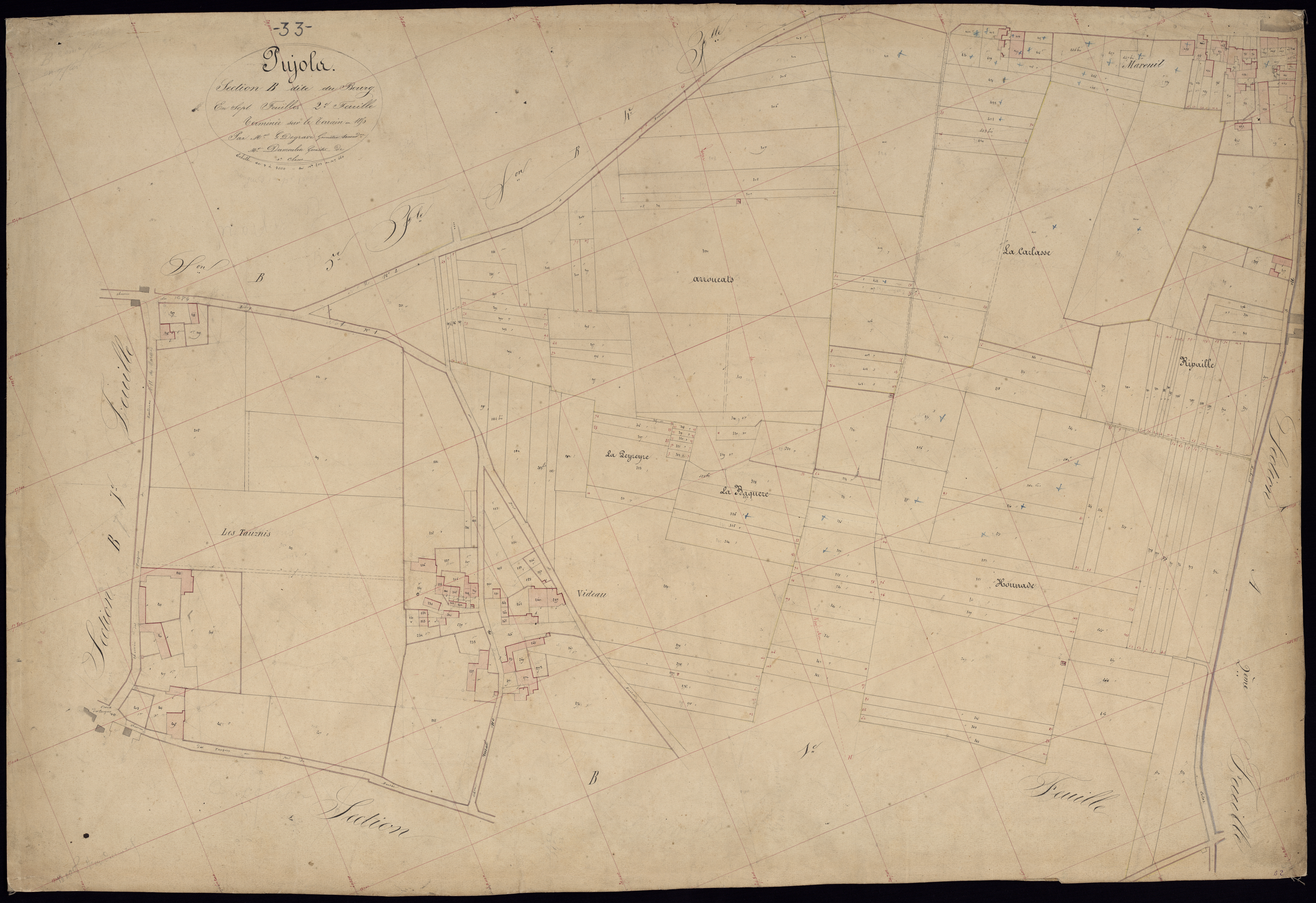 Pujols-sur-Ciron - -Section B feuille 2 : Le Bourg