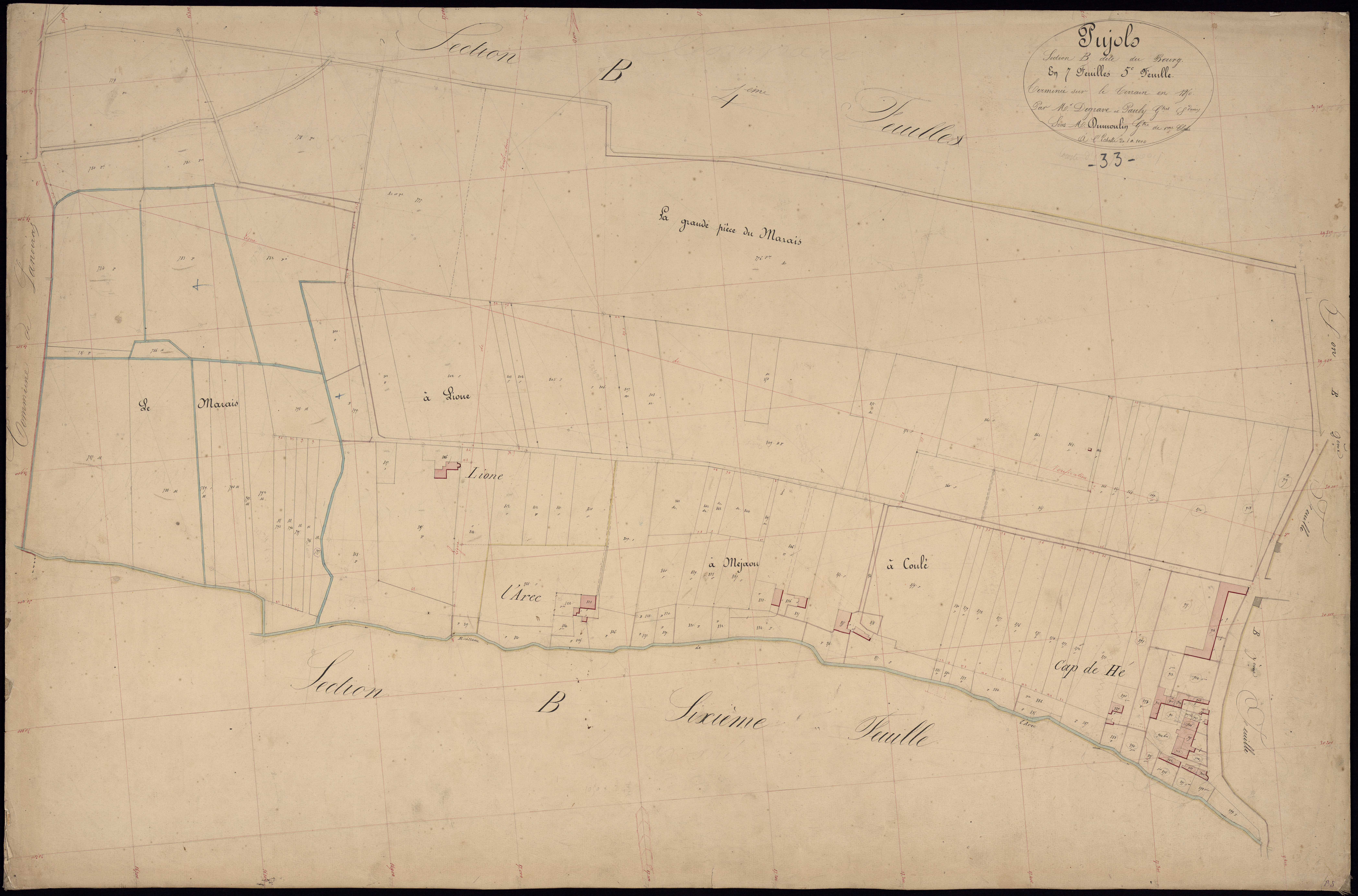 Pujols-sur-Ciron - -Section B feuille 5 : Le Bourg