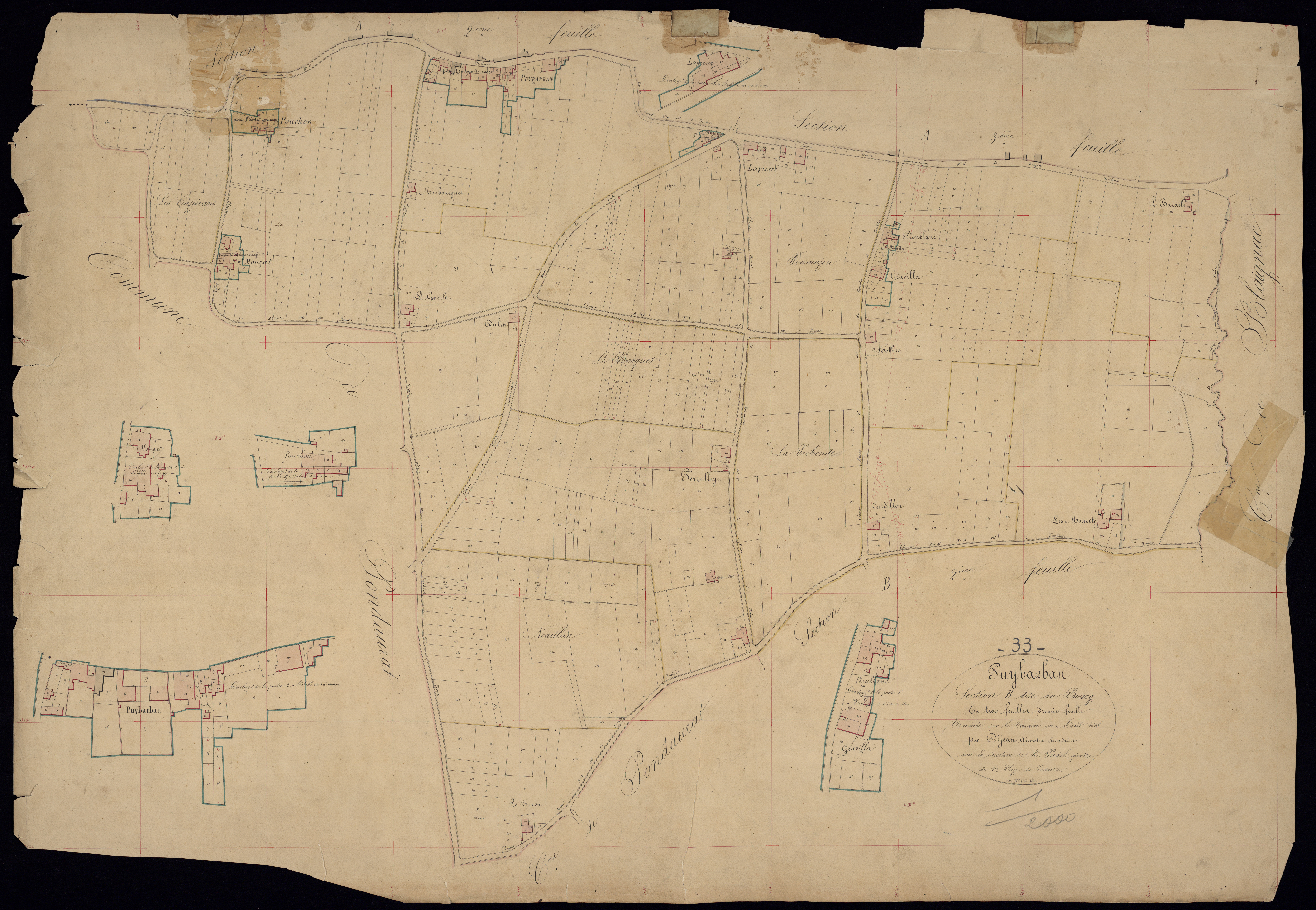 Puybarban - -Section B feuille 1 : Le Bourg