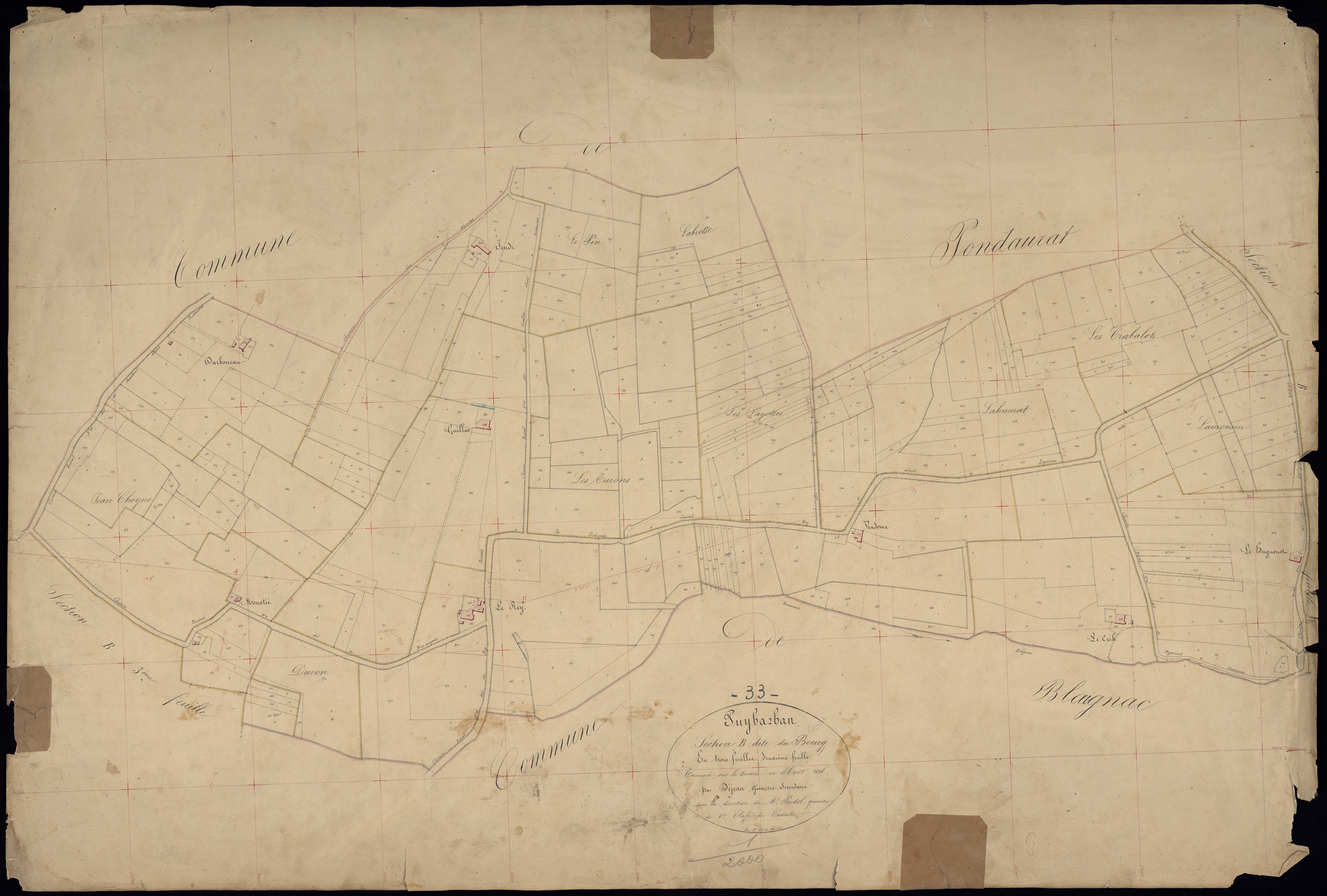 Puybarban - -Section B feuille 2 : Le Bourg