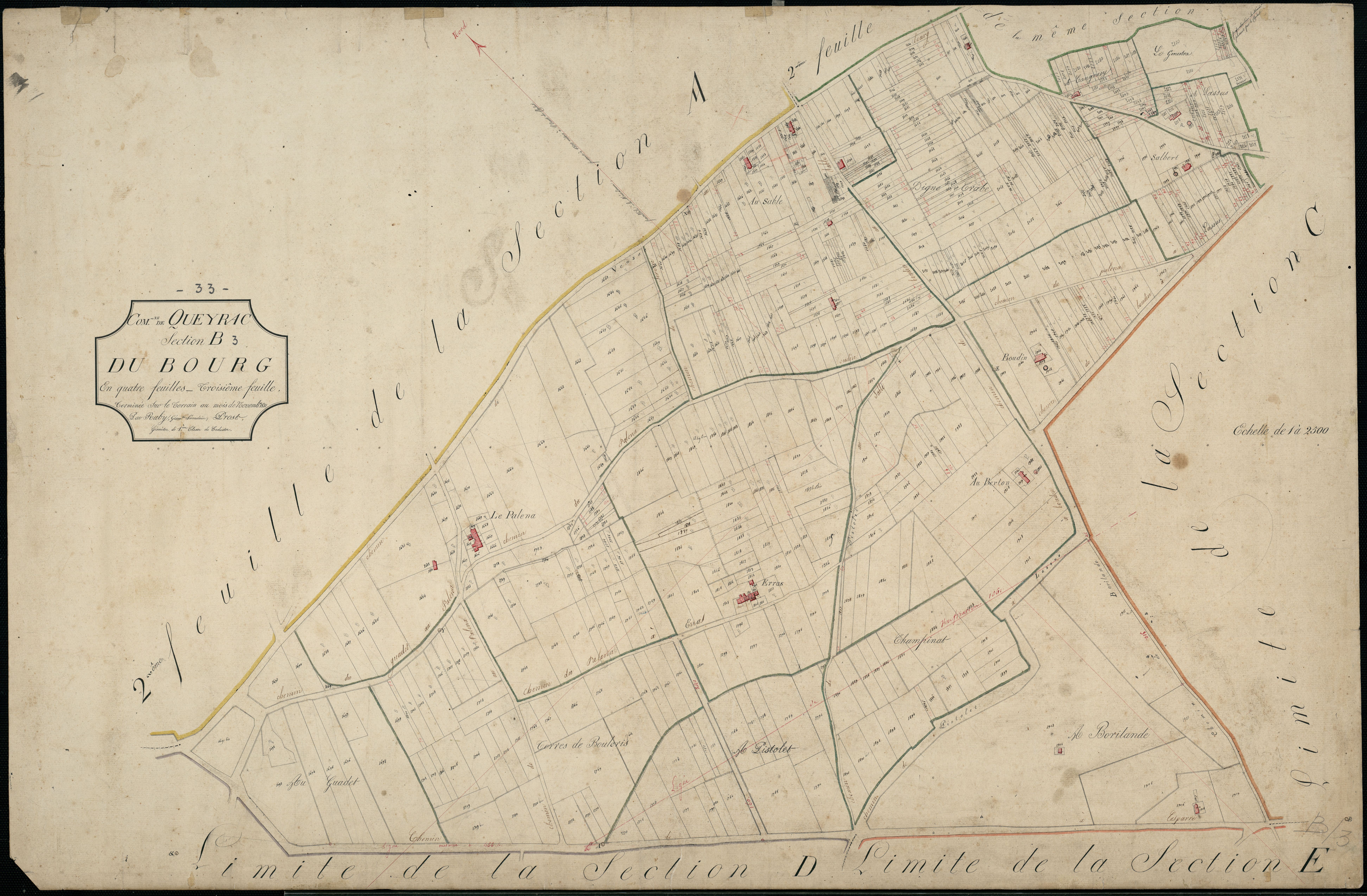 Queyrac - -Section B feuille 3 : Le Bourg