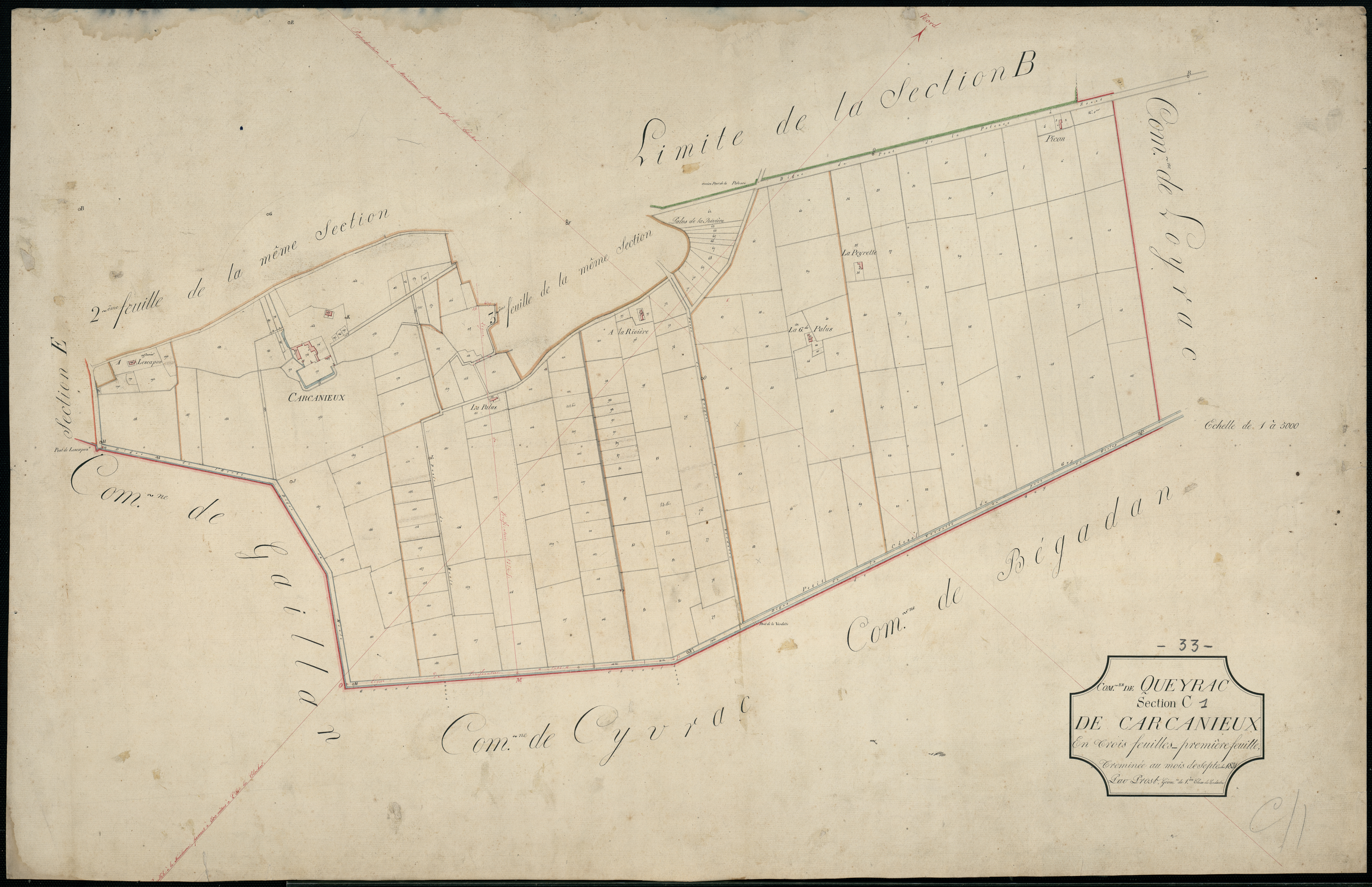 Queyrac - -Section C feuille 1 : Carcanieux