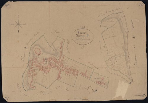 Rauzan - -Section B feuille 1 : Le Bourg