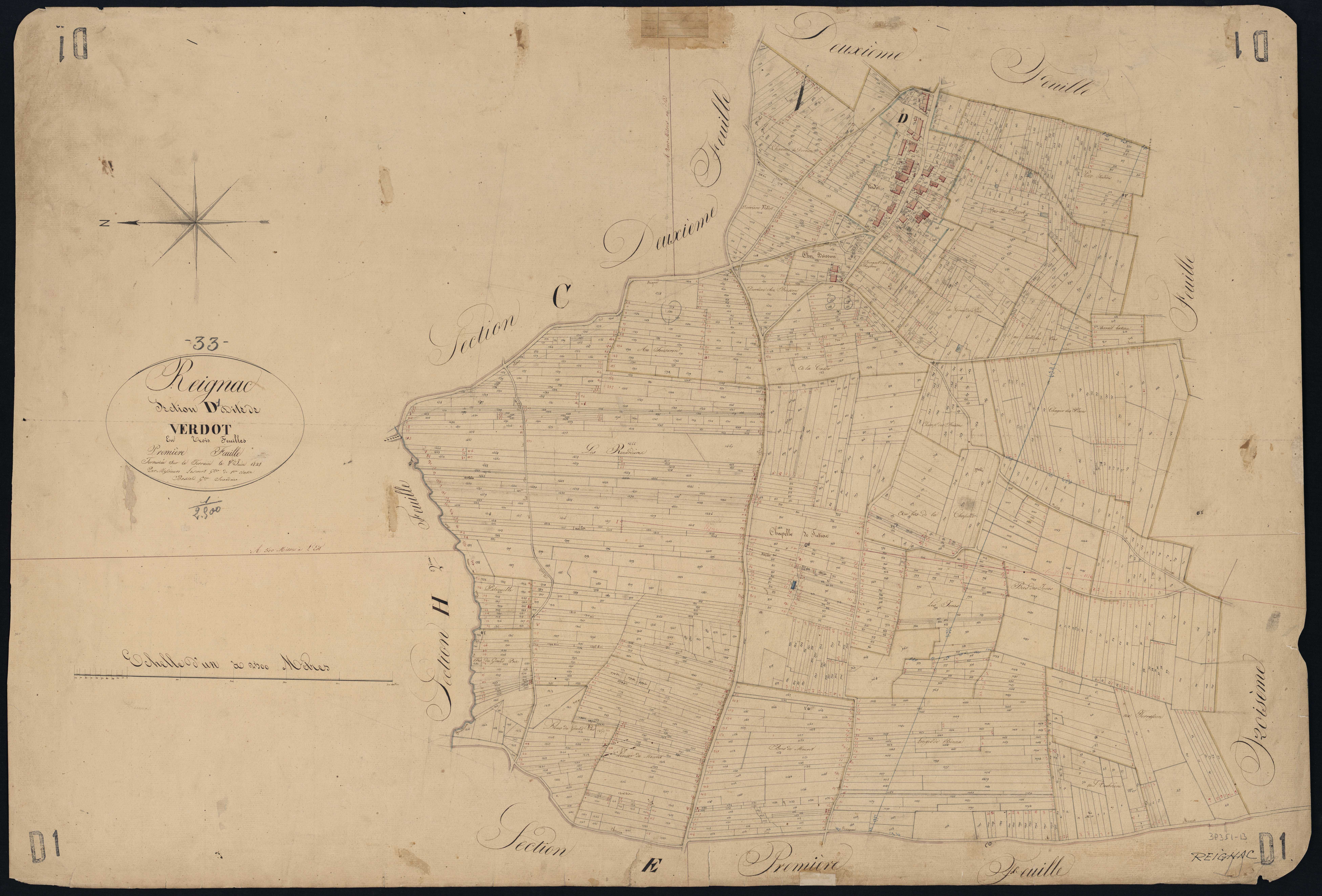 Reignac - -Section C feuille 2, section D feuille 1 : Le Jard , Verdot