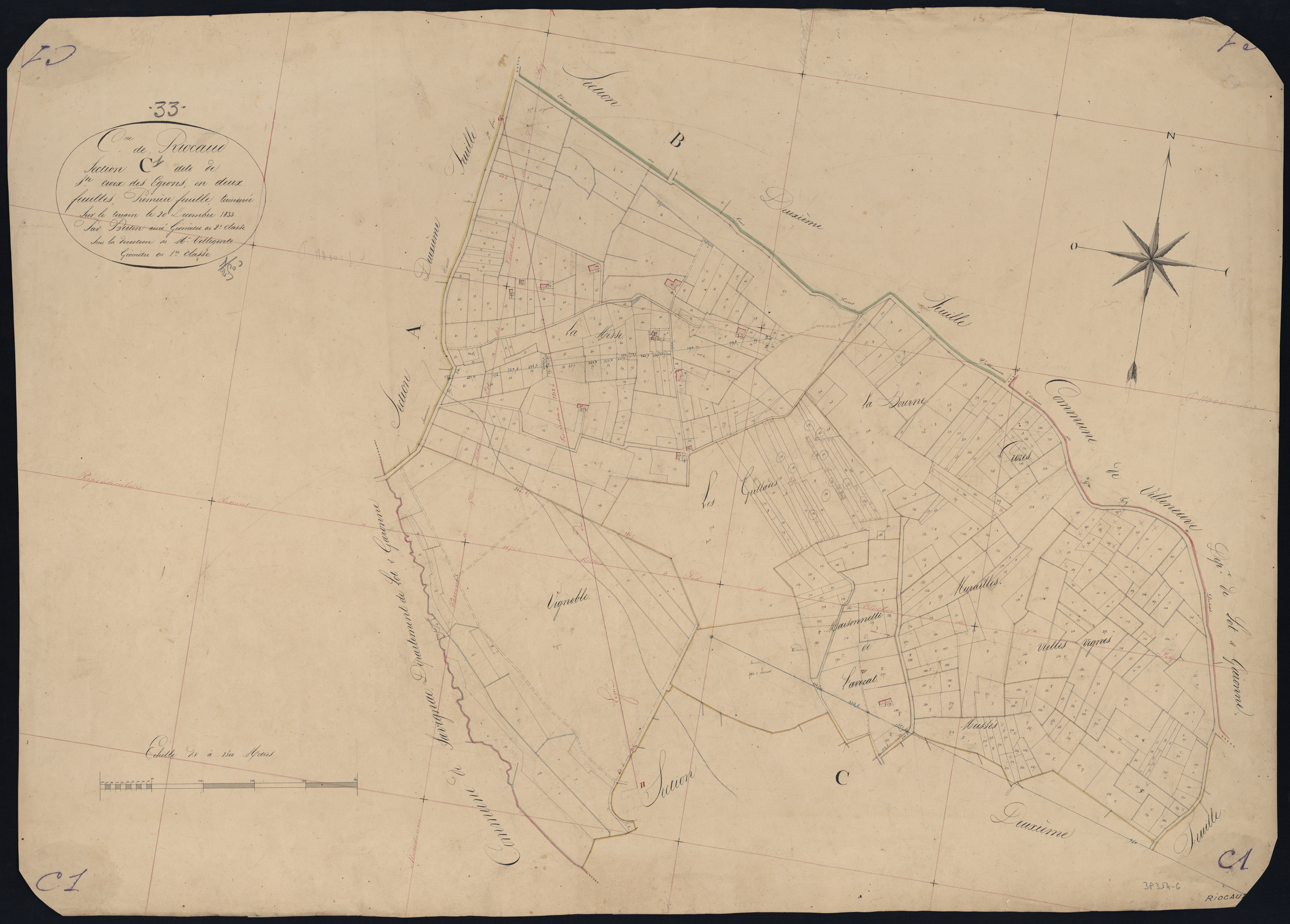 Riocaud - -Section C feuille 1 : Sainte-Croix-des-Egrons