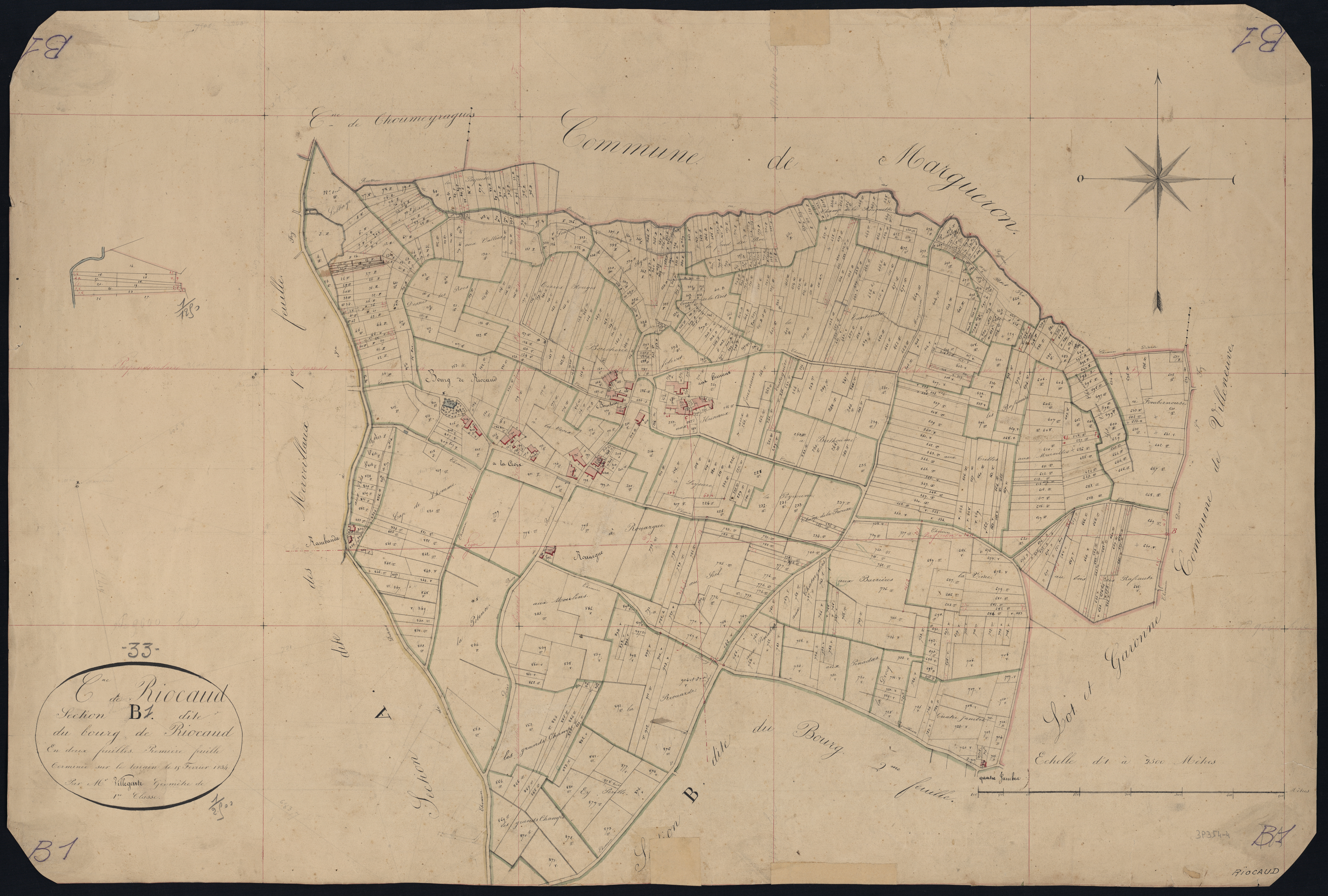 Riocaud - -Section B feuille 1 : Le Bourg