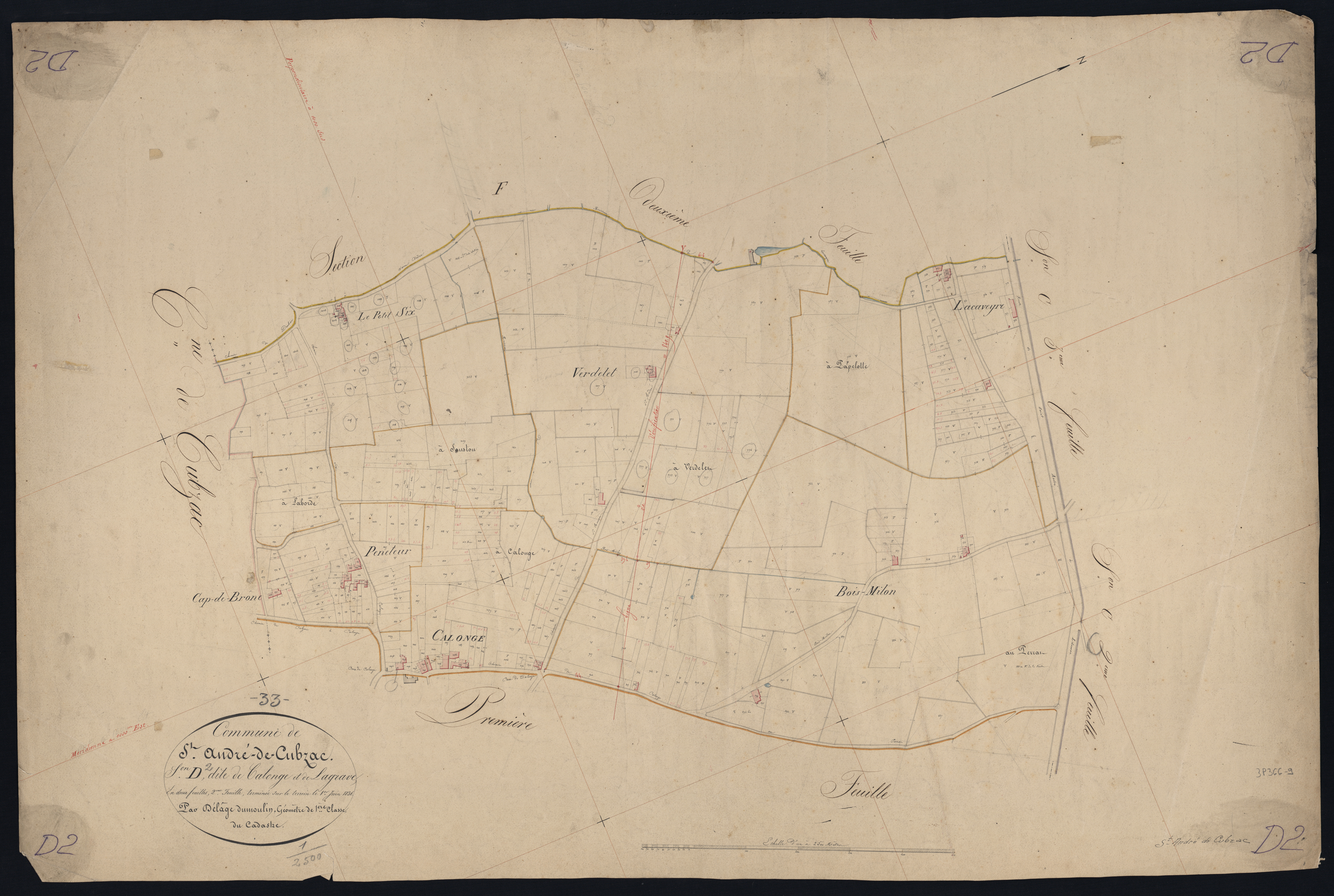 Saint-André-de-Cubzac - -Section D feuille 2 : Calonge et Lagrave