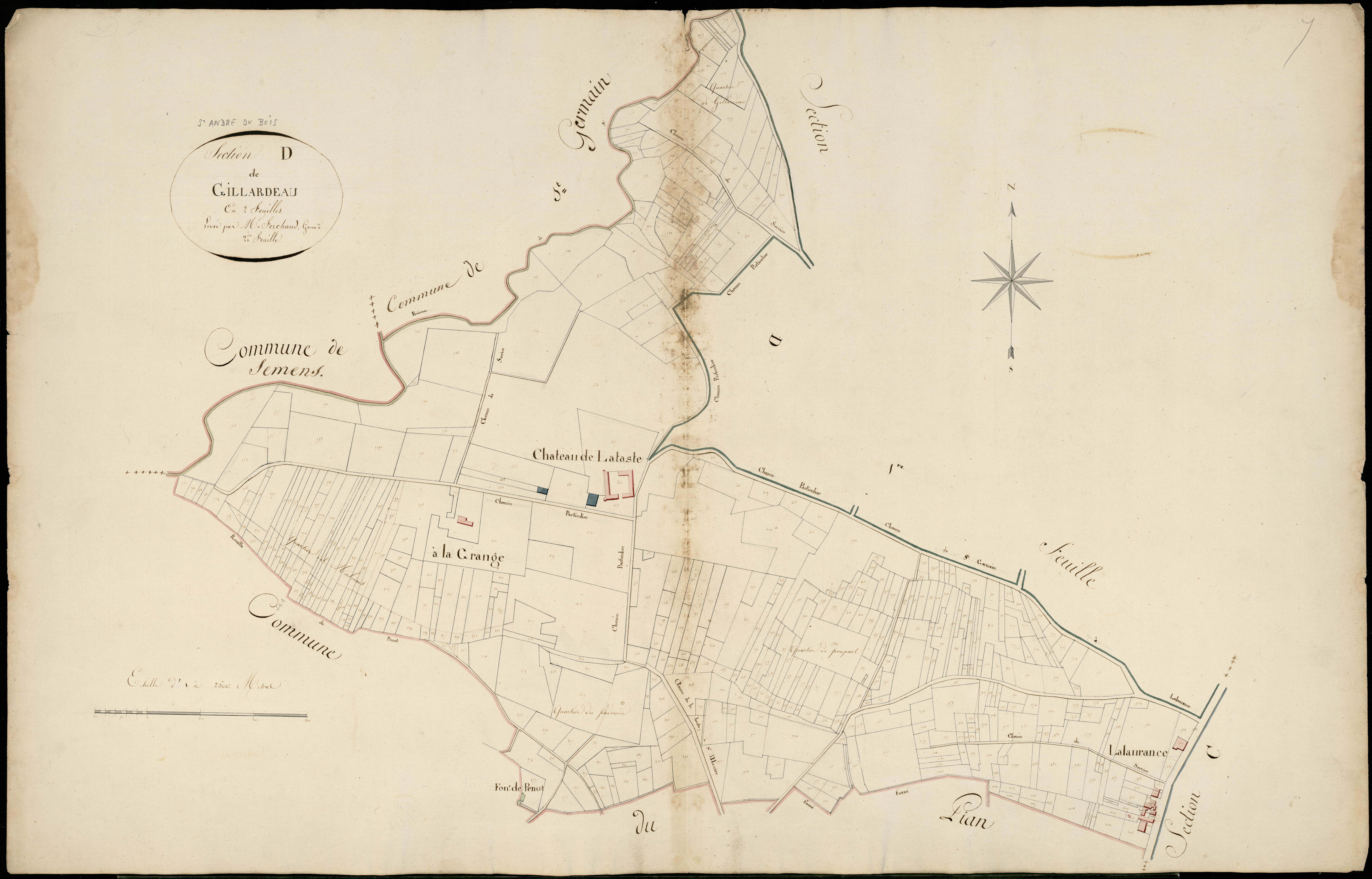 Saint-André-du-Bois - -Section D feuille 1 : Gillardeau