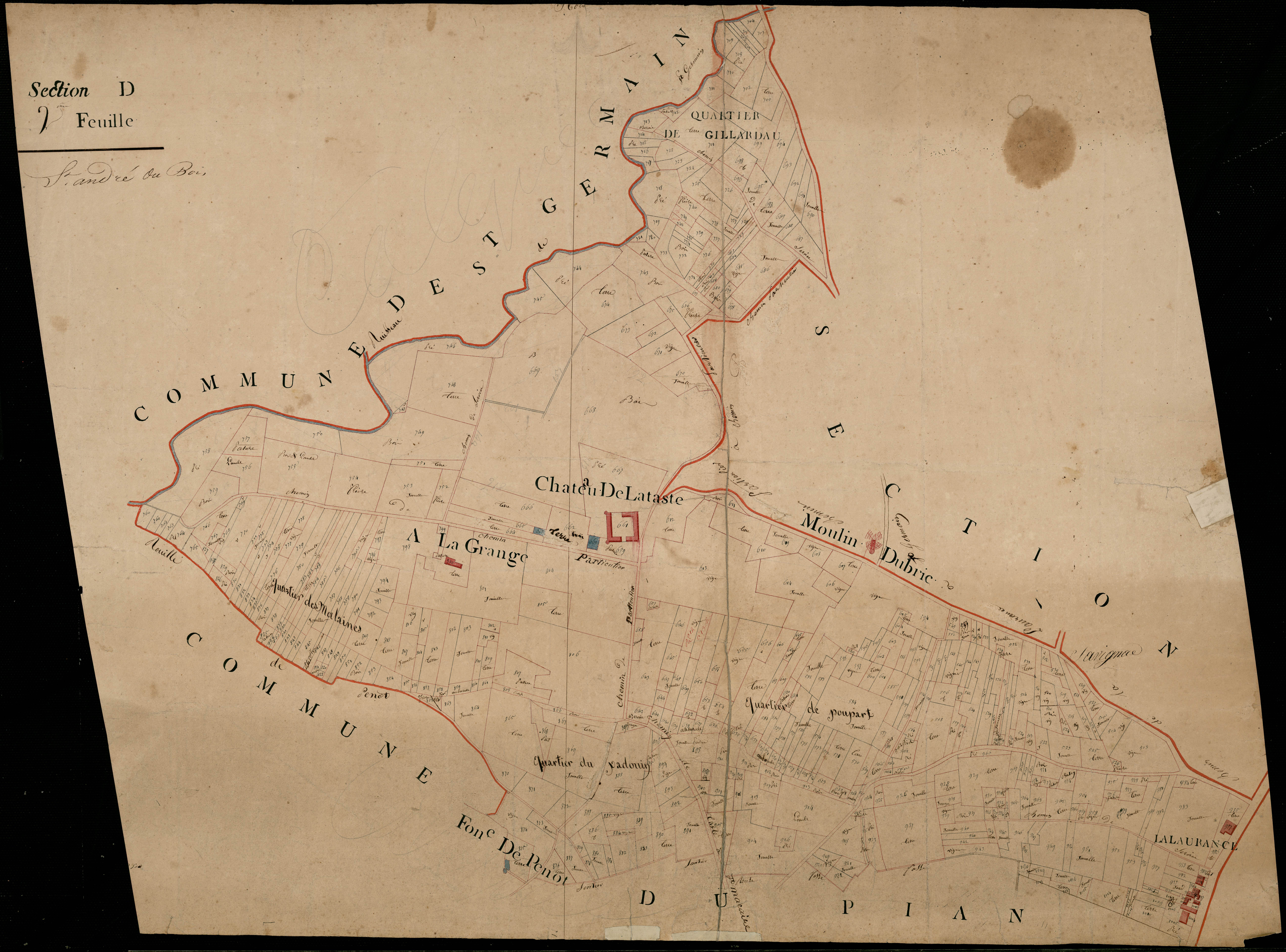 Saint-André-du-Bois - -Section D feuille 1 : non indiqué