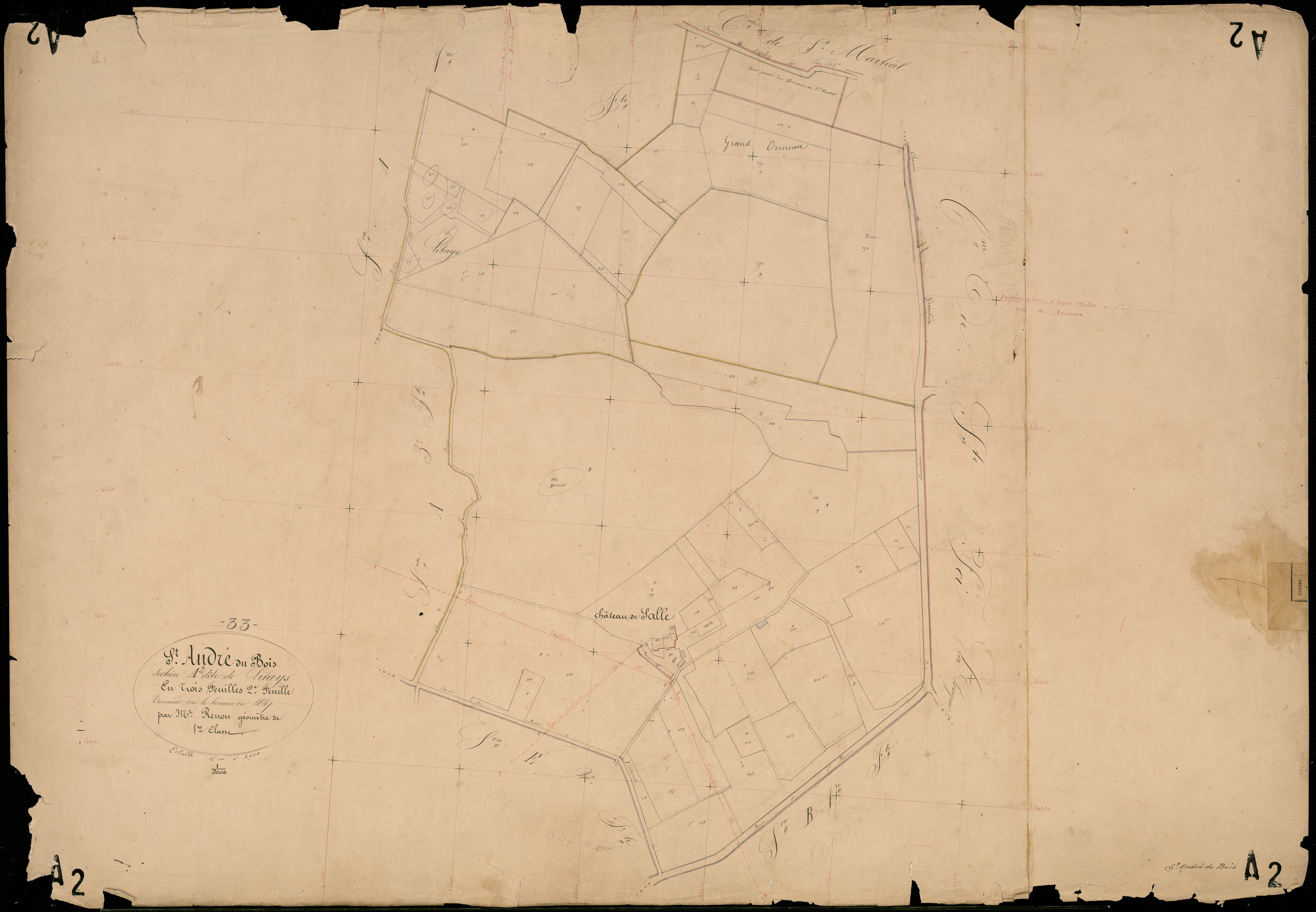 Saint-André-du-Bois - -Section A feuille 1 : Litays