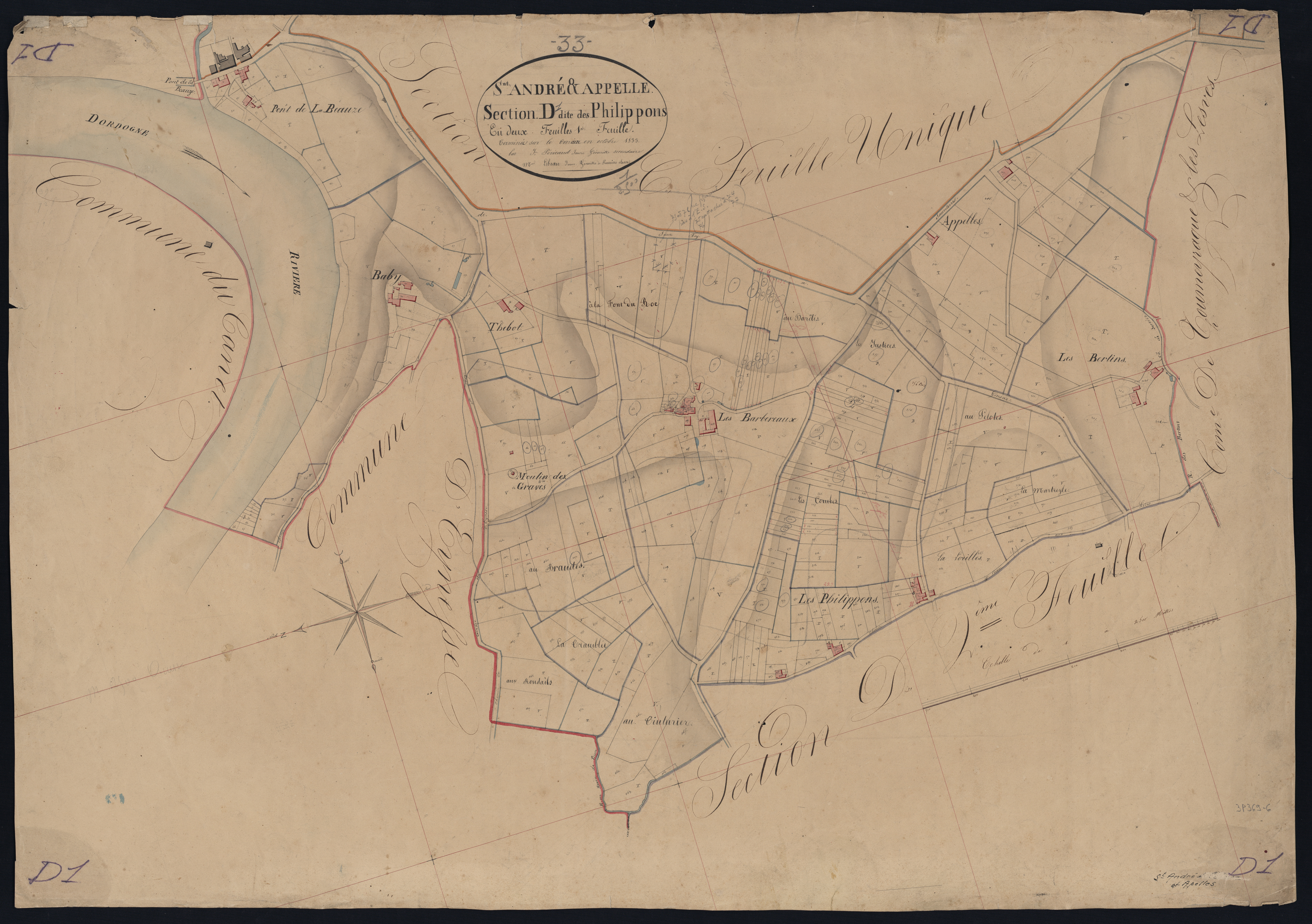 Saint-André-et-Appelles - -Section D feuille 1 : Les Philippons