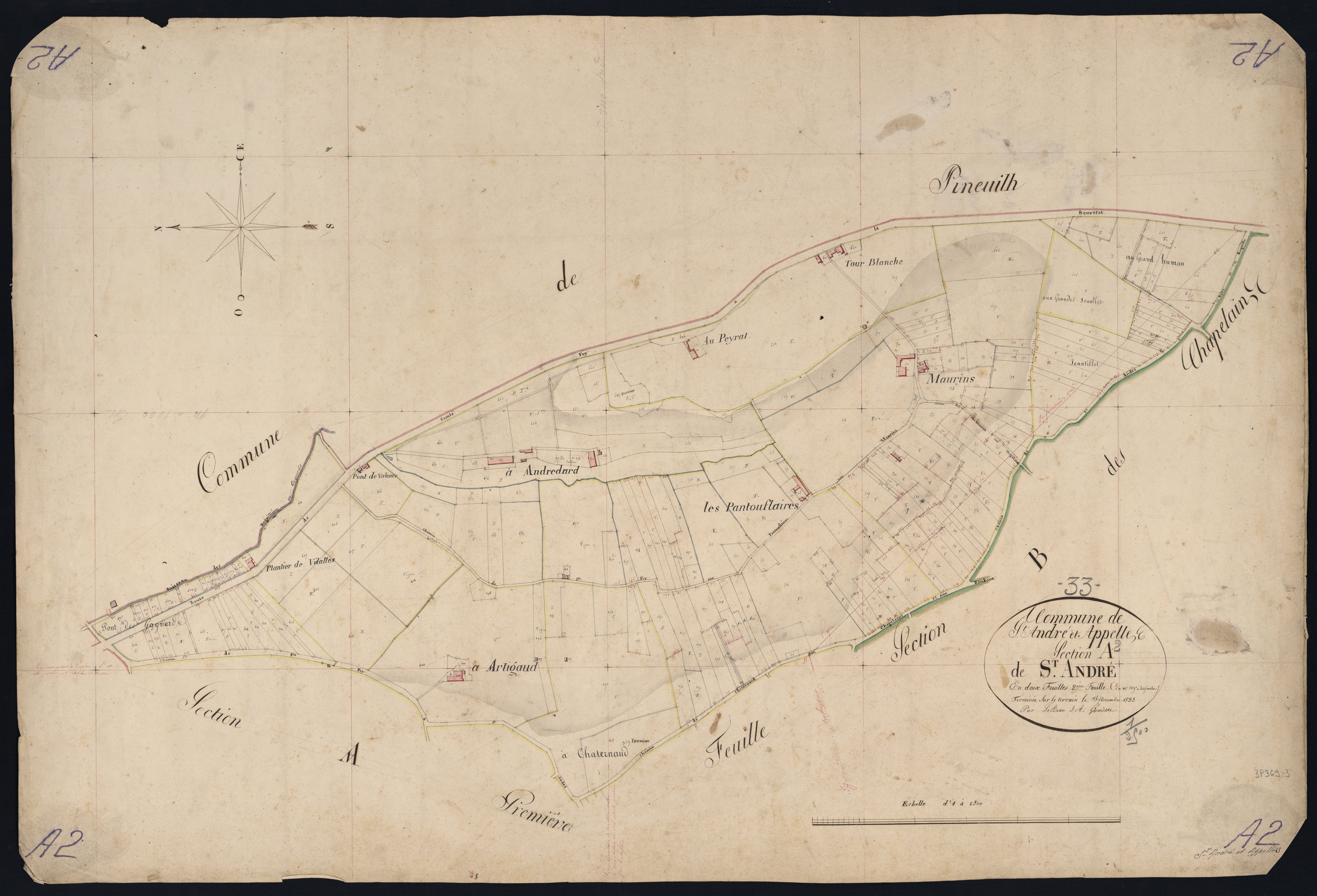 Saint-André-et-Appelles - -Section A feuille 2 : Saint-André