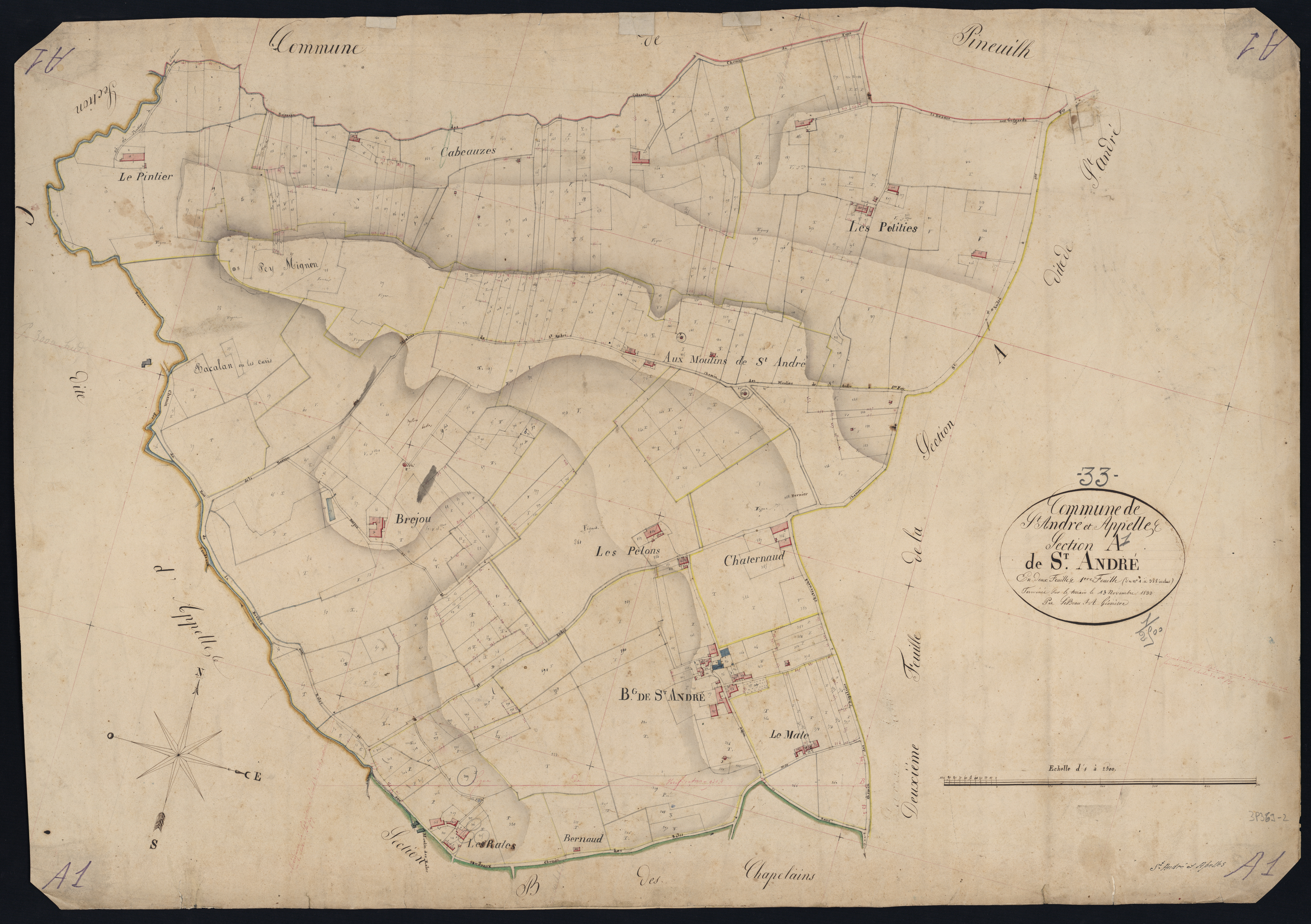 Saint-André-et-Appelles - -Section A feuille 1 : Saint-André