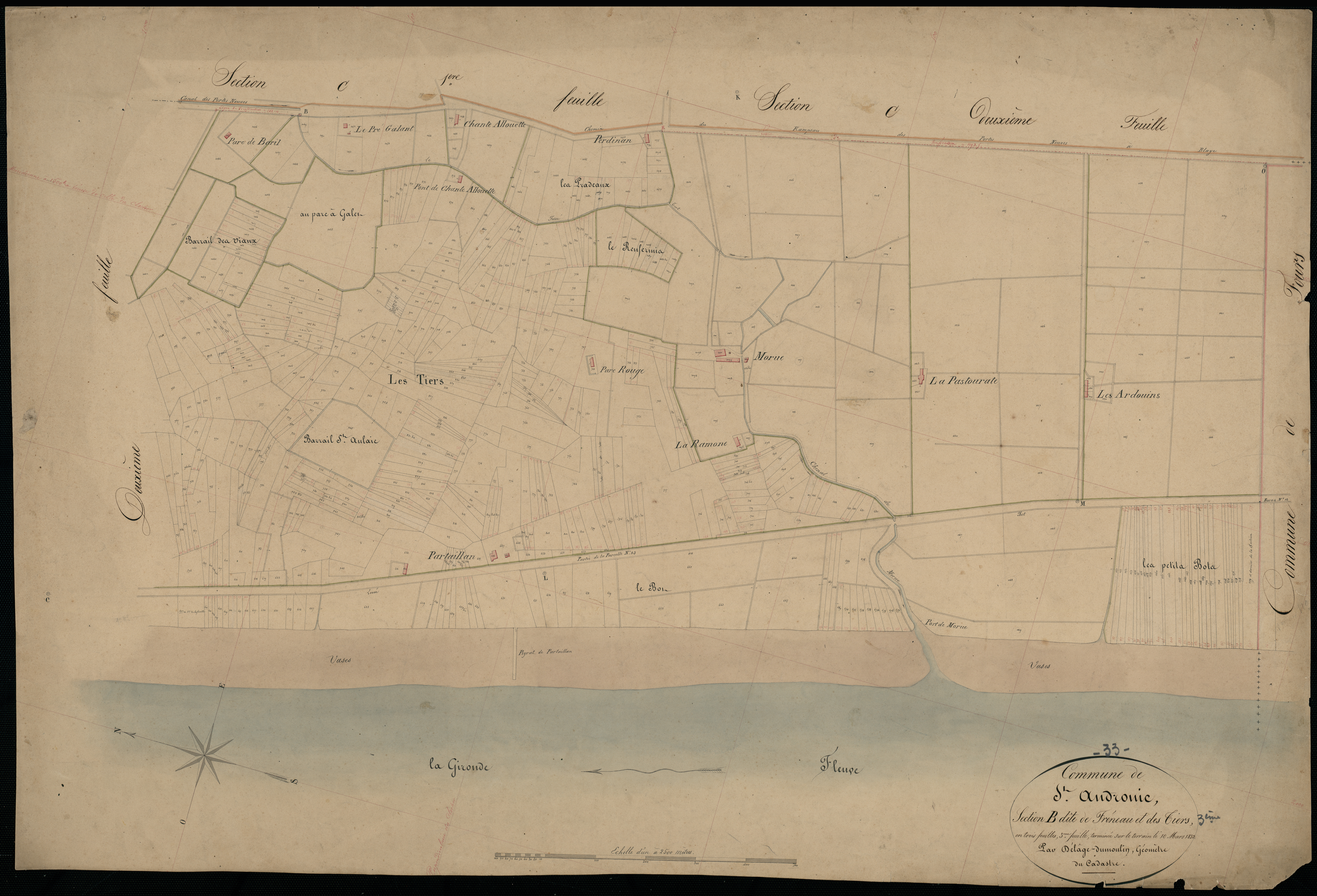 Saint-Androny - -Section B feuille 3 : Fréneau-et-les-Tiers