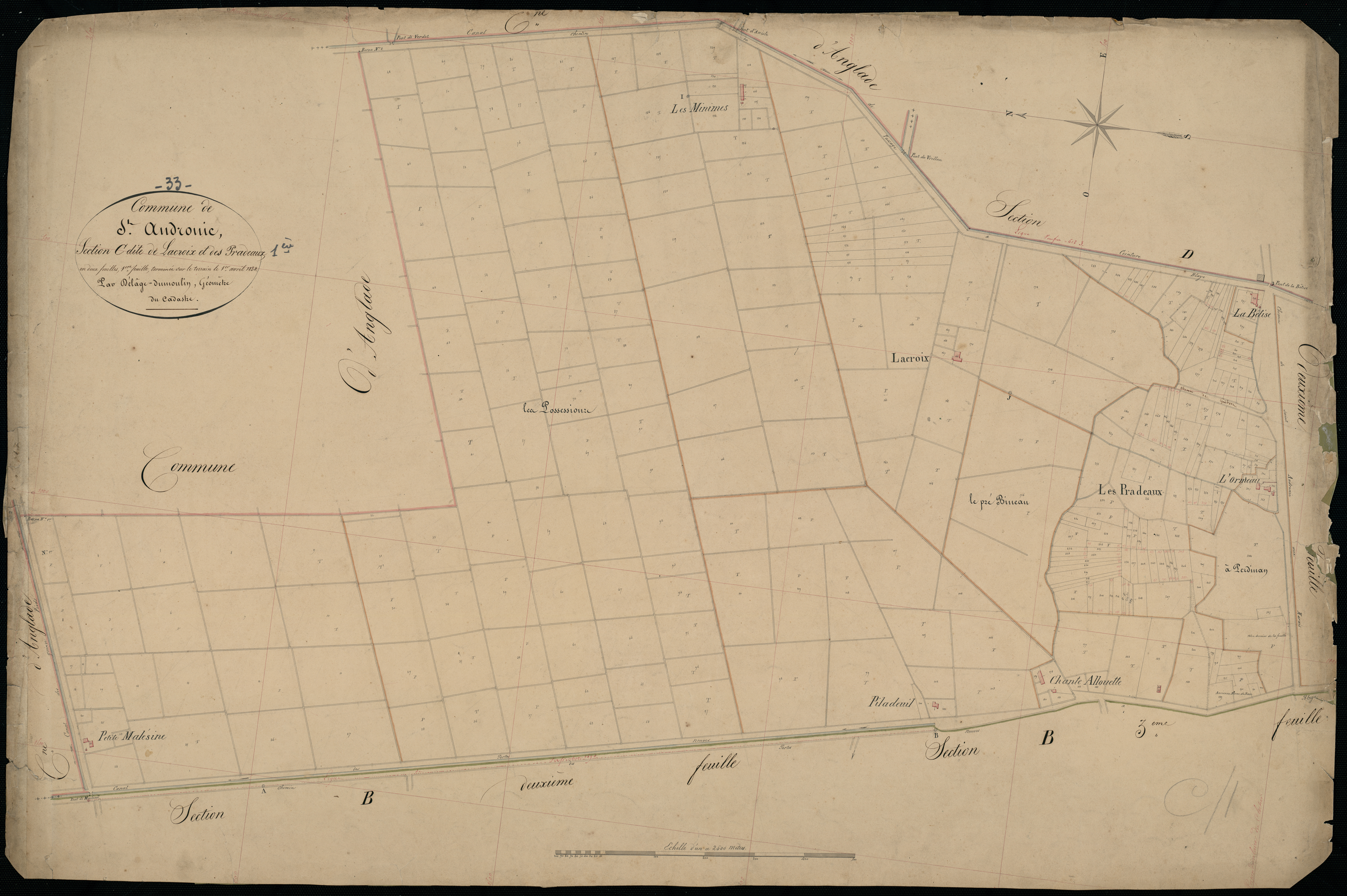 Saint-Androny - -Section C feuille 1 : Lacroix-et-les-Pradeaux