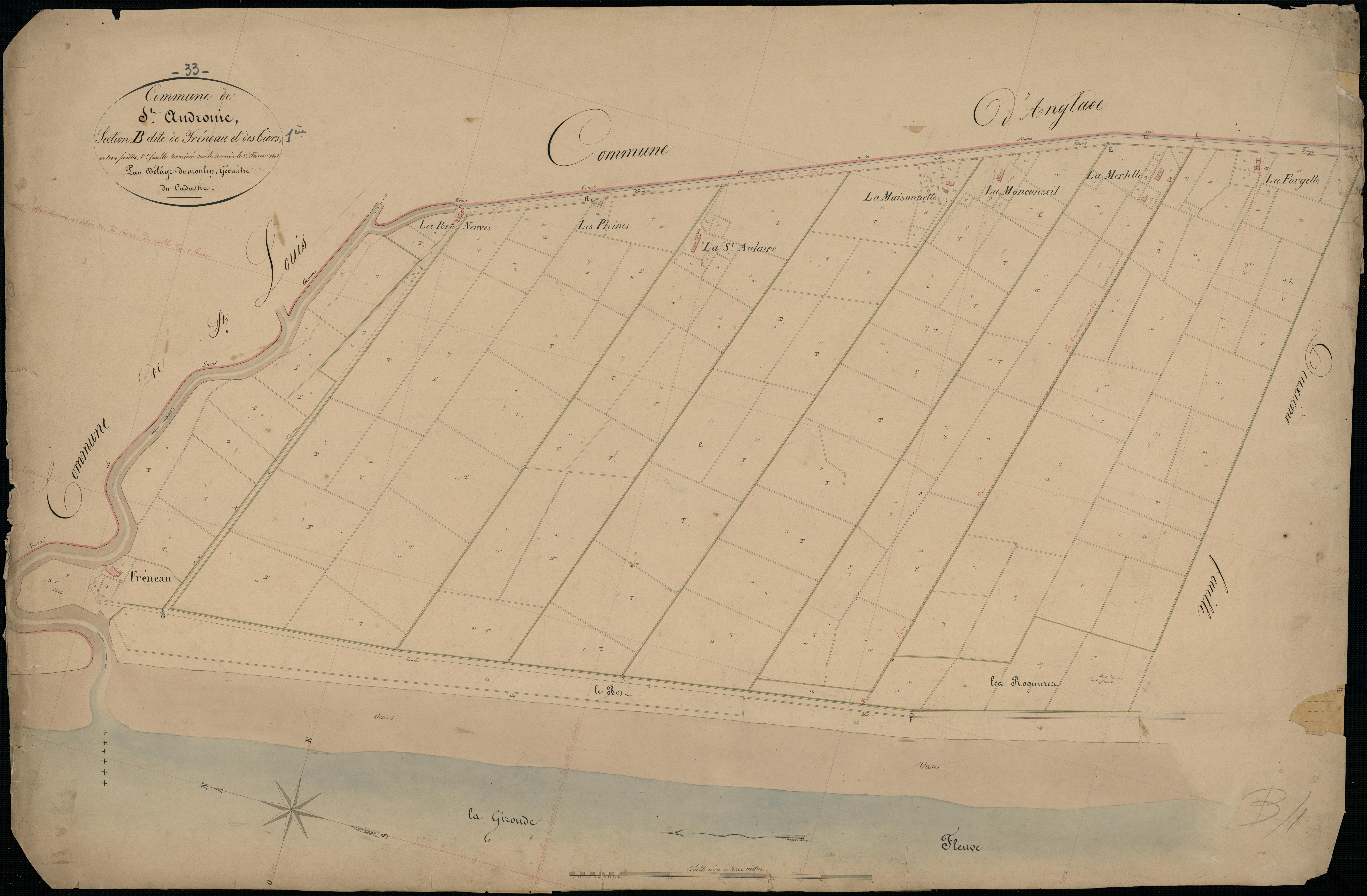 Saint-Androny - -Section B feuille 1 : Fréneau-et-les-Tiers