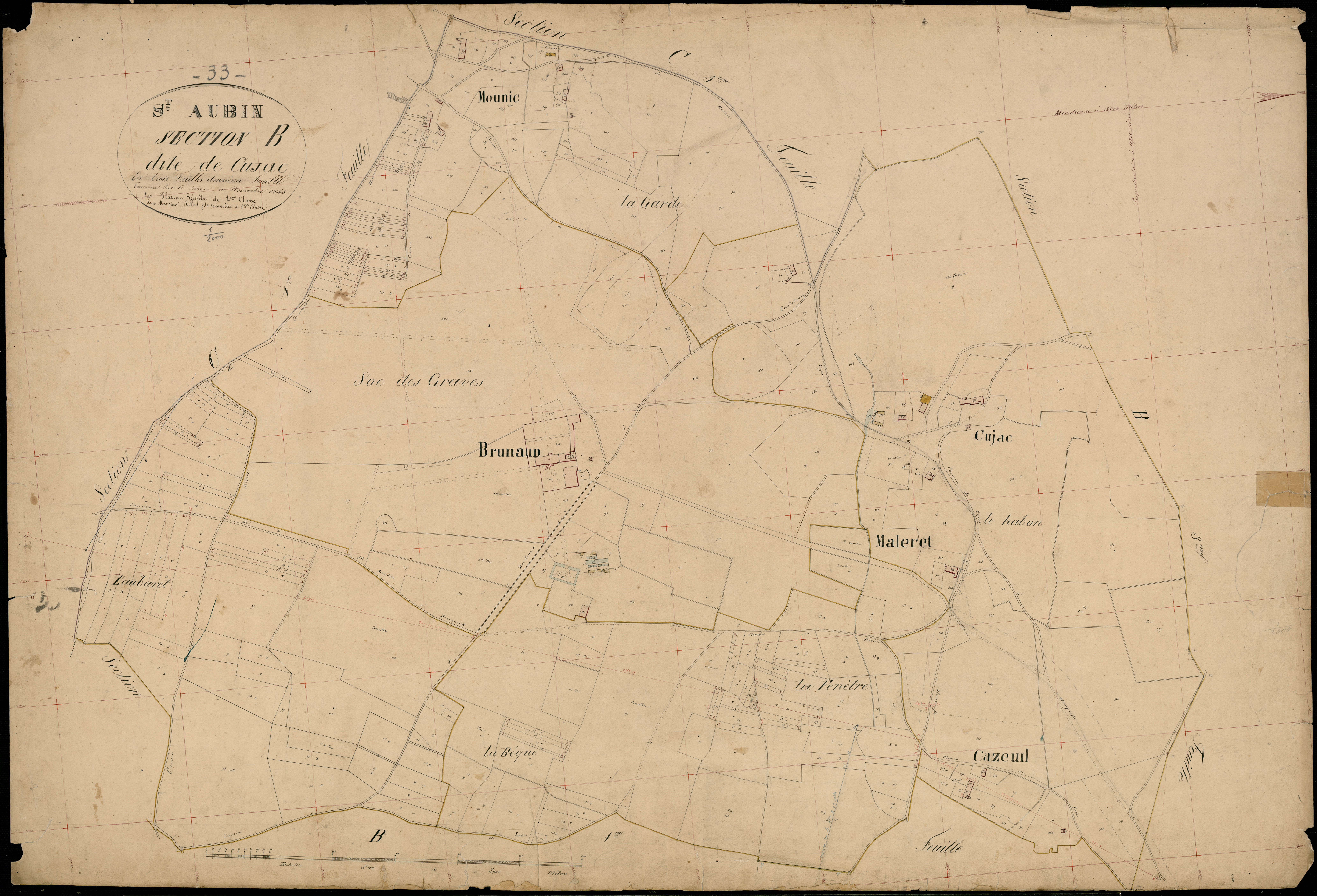 Saint-Aubin-de-Médoc - -Section B feuille 2 : Cujac