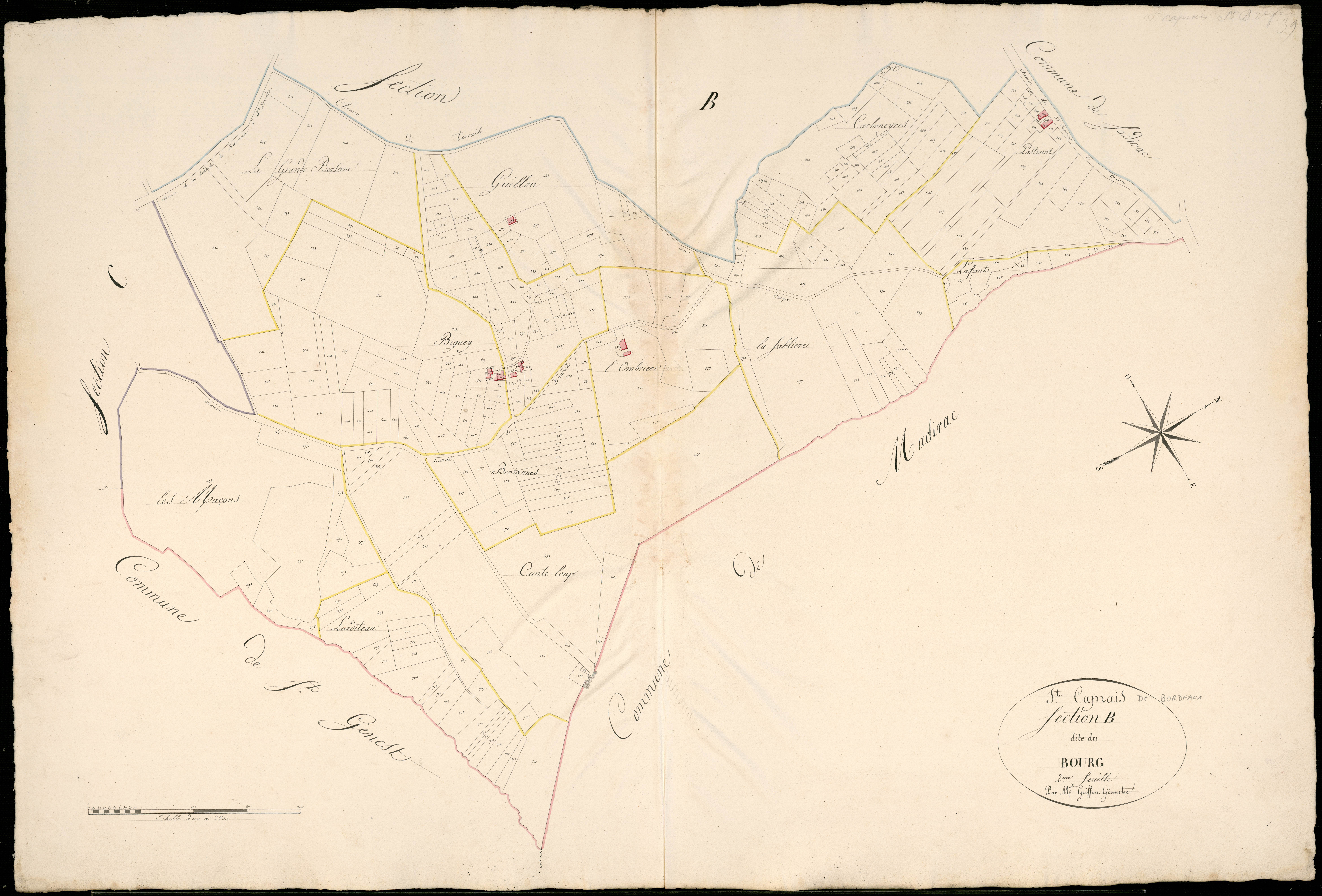 Saint-Caprais-de-Bordeaux - -Section B feuille 2 : Le Bourg
