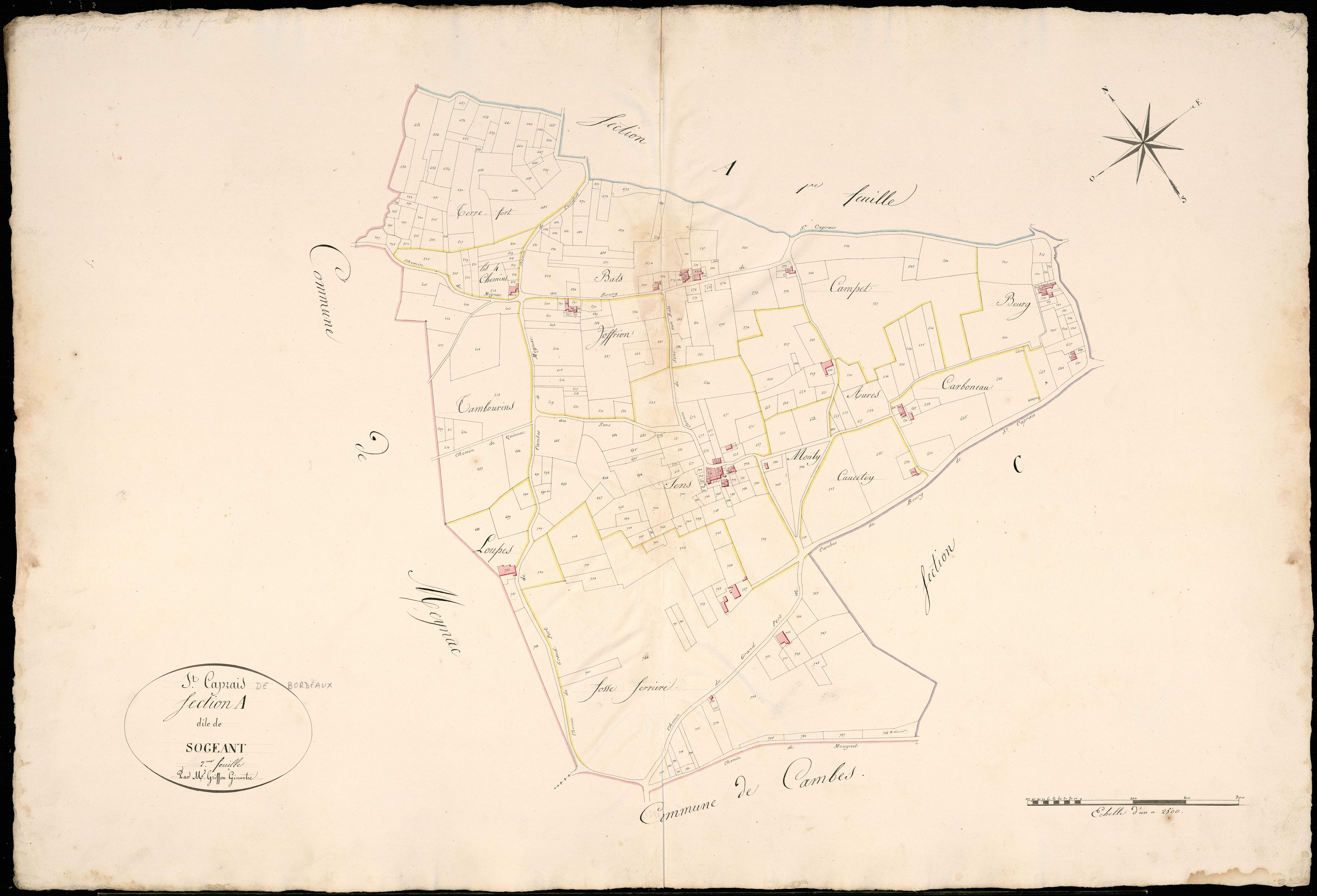 Saint-Caprais-de-Bordeaux - -Section A feuille 2 : Sogeant