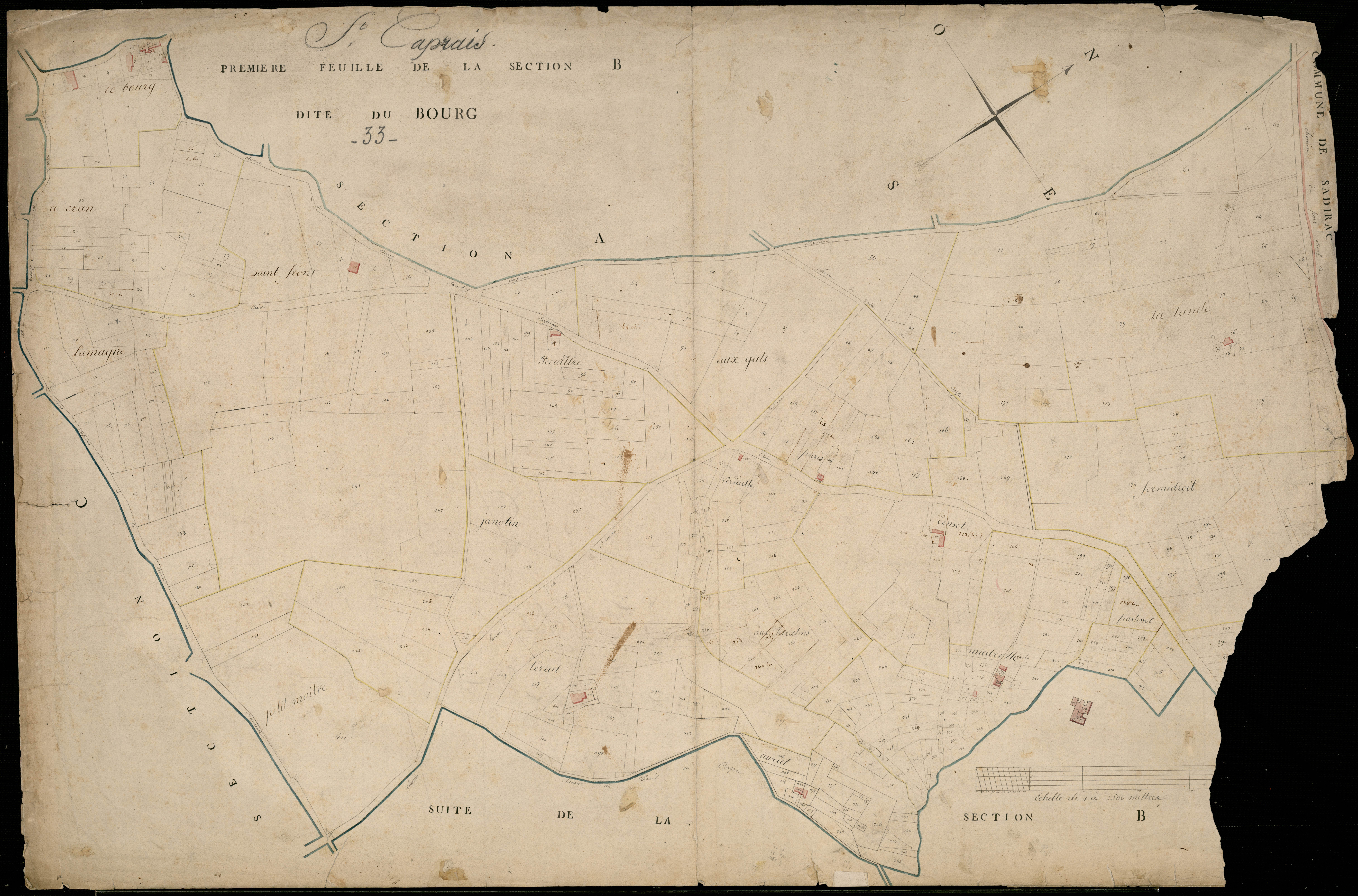 Saint-Caprais-de-Bordeaux - -Section B feuille 1 : Le Bourg