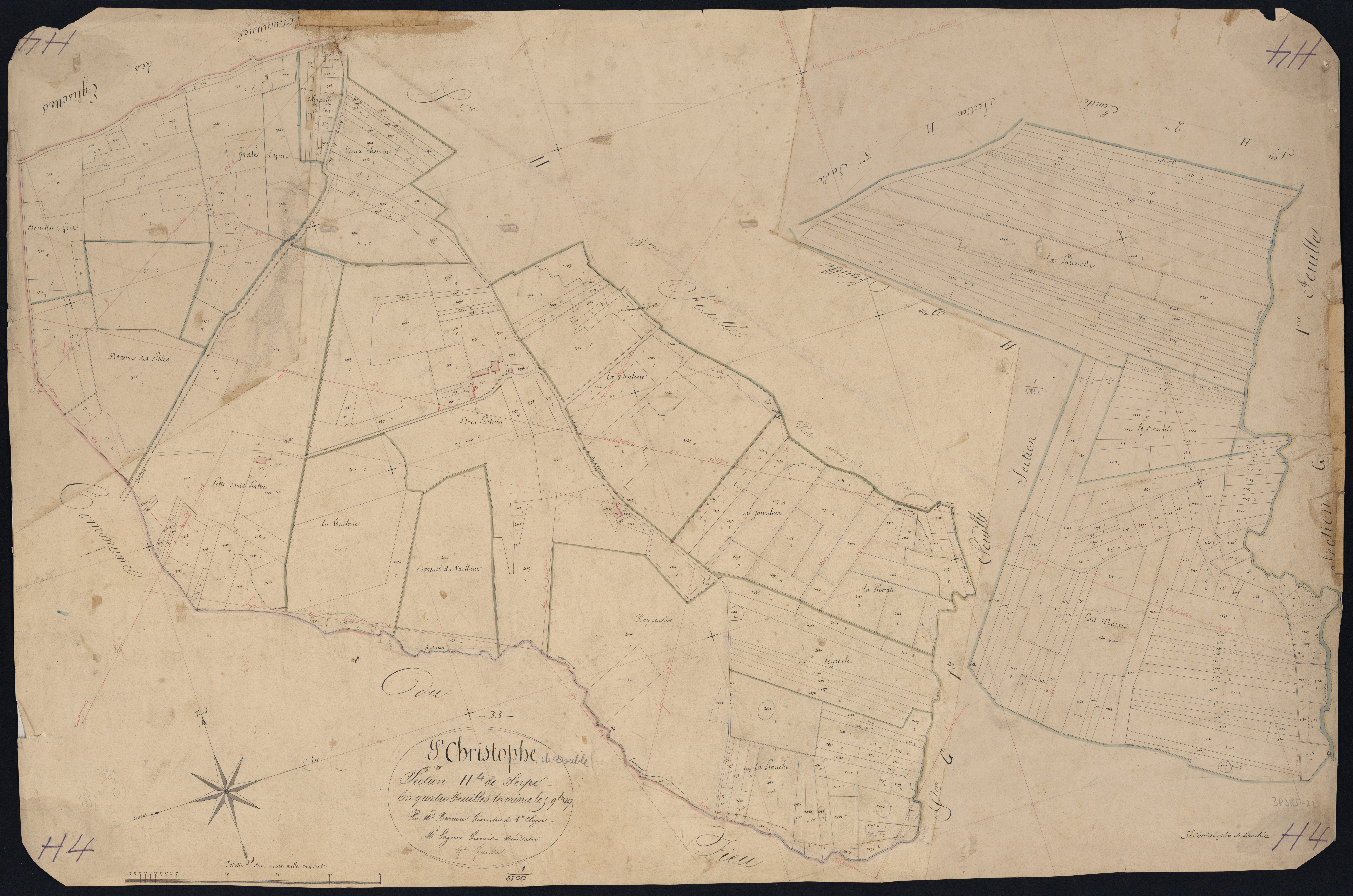 Saint-Christophe-de-Double - -Section H feuille 4 : Serpe