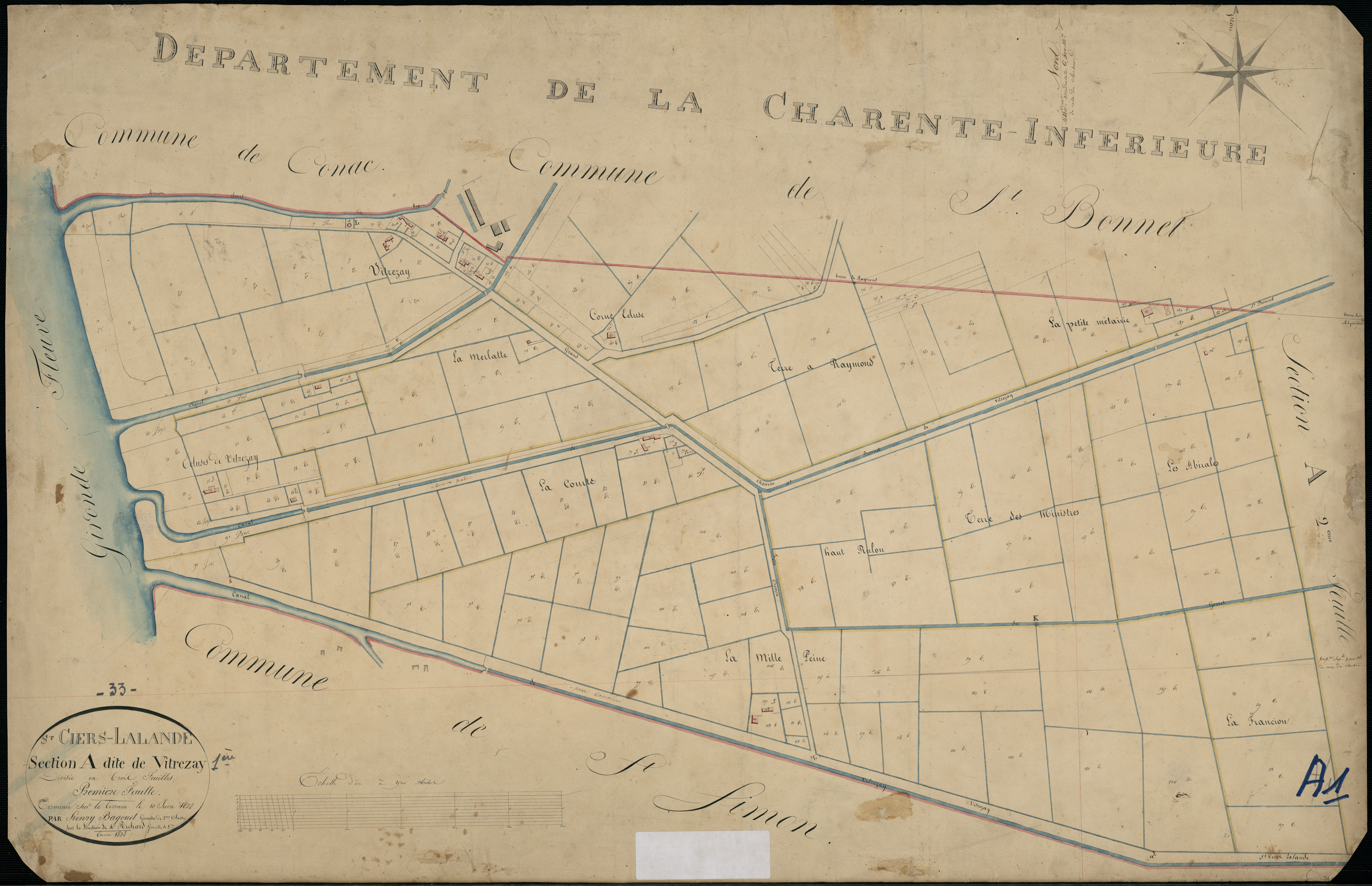 Saint-Ciers-sur-Gironde - -Section A feuille 1 : Vitrezay