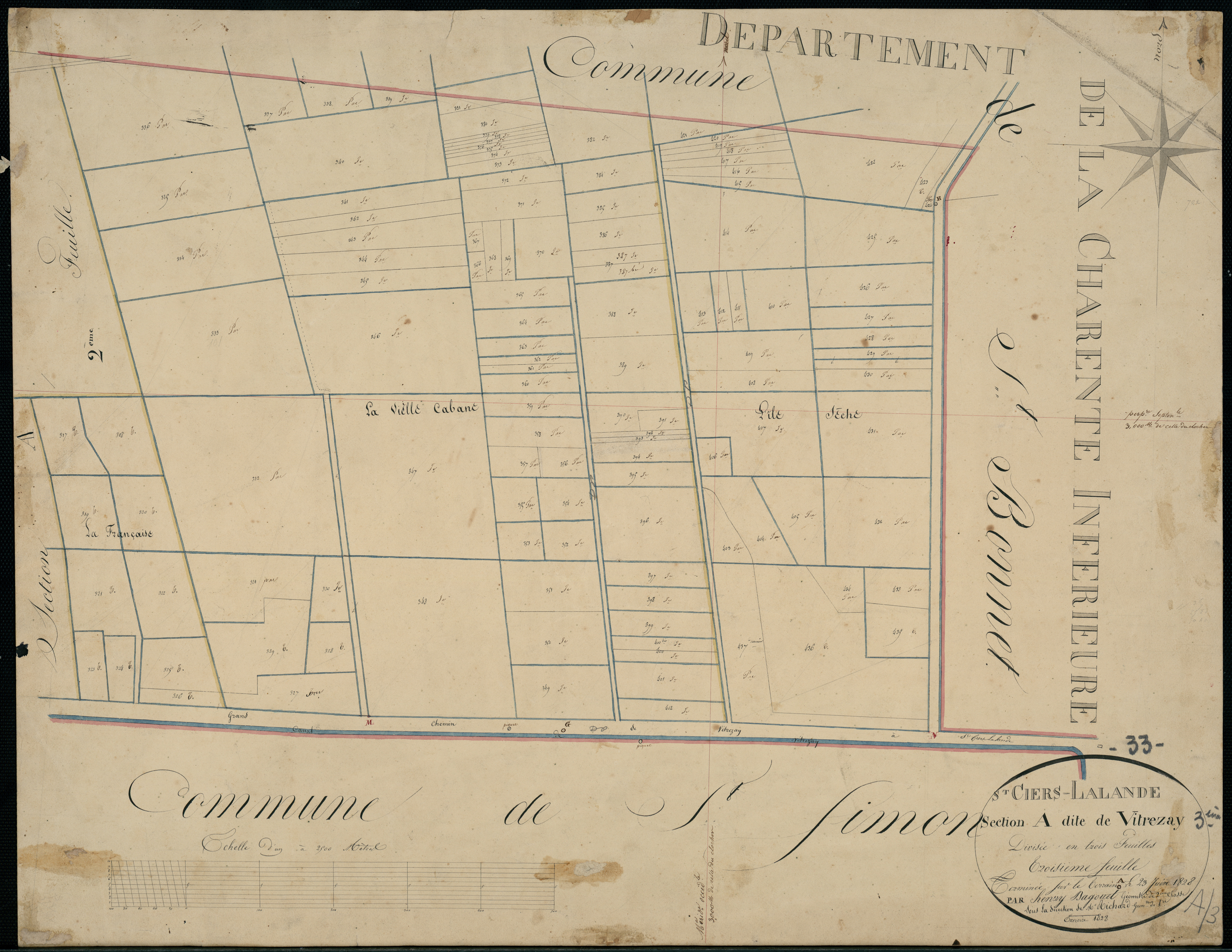 Saint-Ciers-sur-Gironde - -Section A feuille 3 : Vitrezay