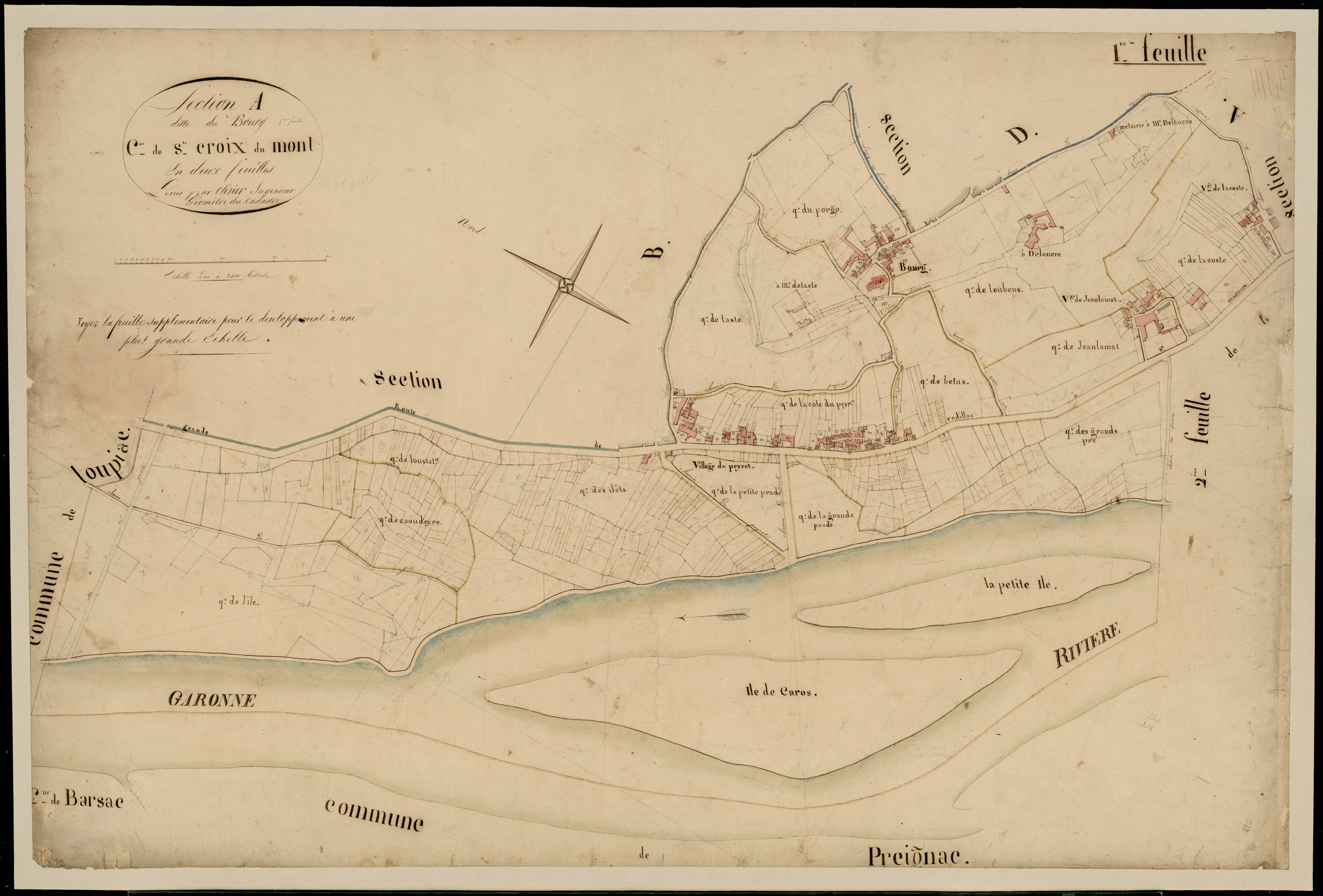 Sainte-Croix-du-Mont - -Section A feuille 1 : Le Bourg
