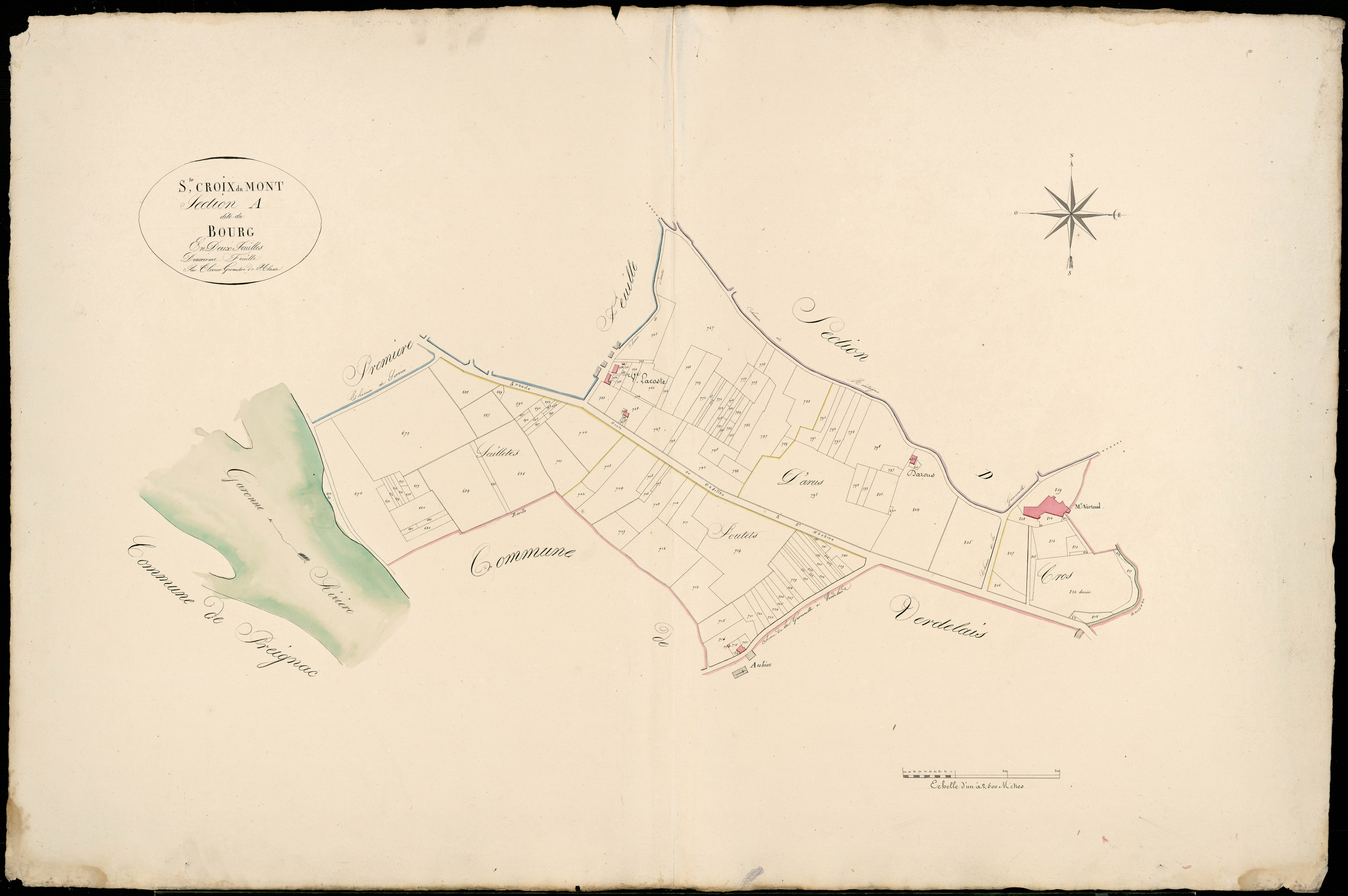 Sainte-Croix-du-Mont - -Section A feuille 2 : Le Bourg