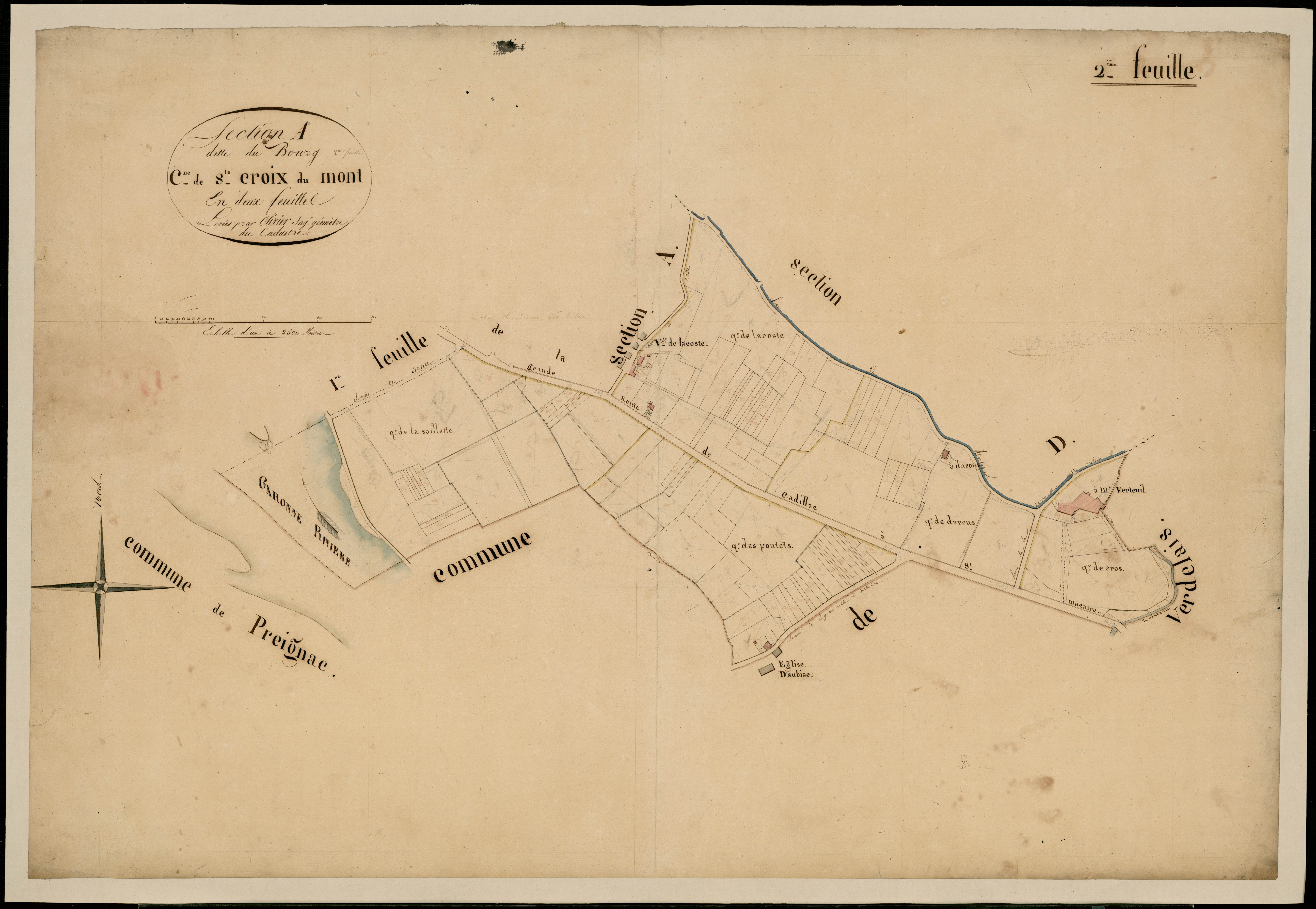 Sainte-Croix-du-Mont - -Section A feuille 2 : Le Bourg