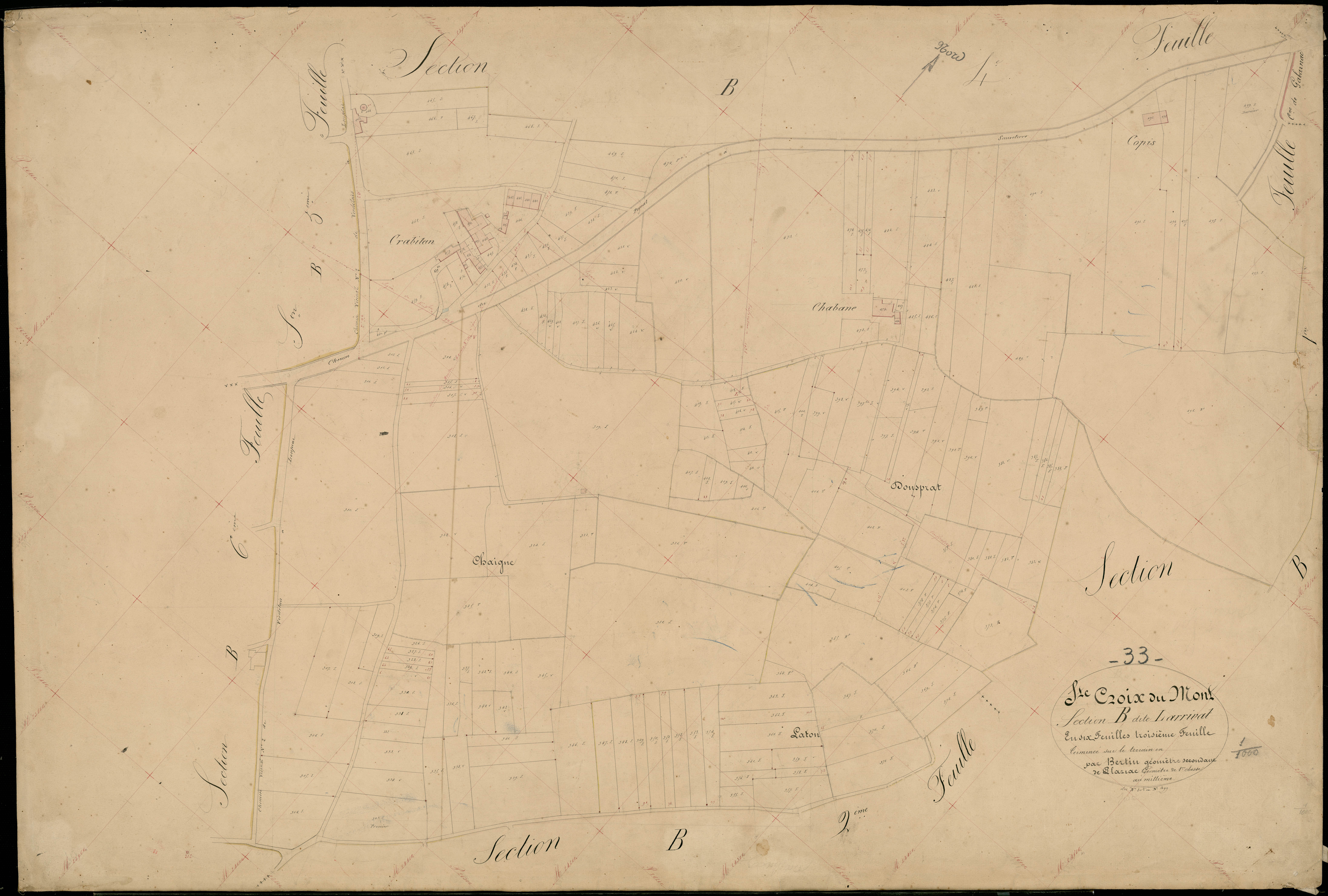 Sainte-Croix-du-Mont - -Section B feuille 3 : Larrivat