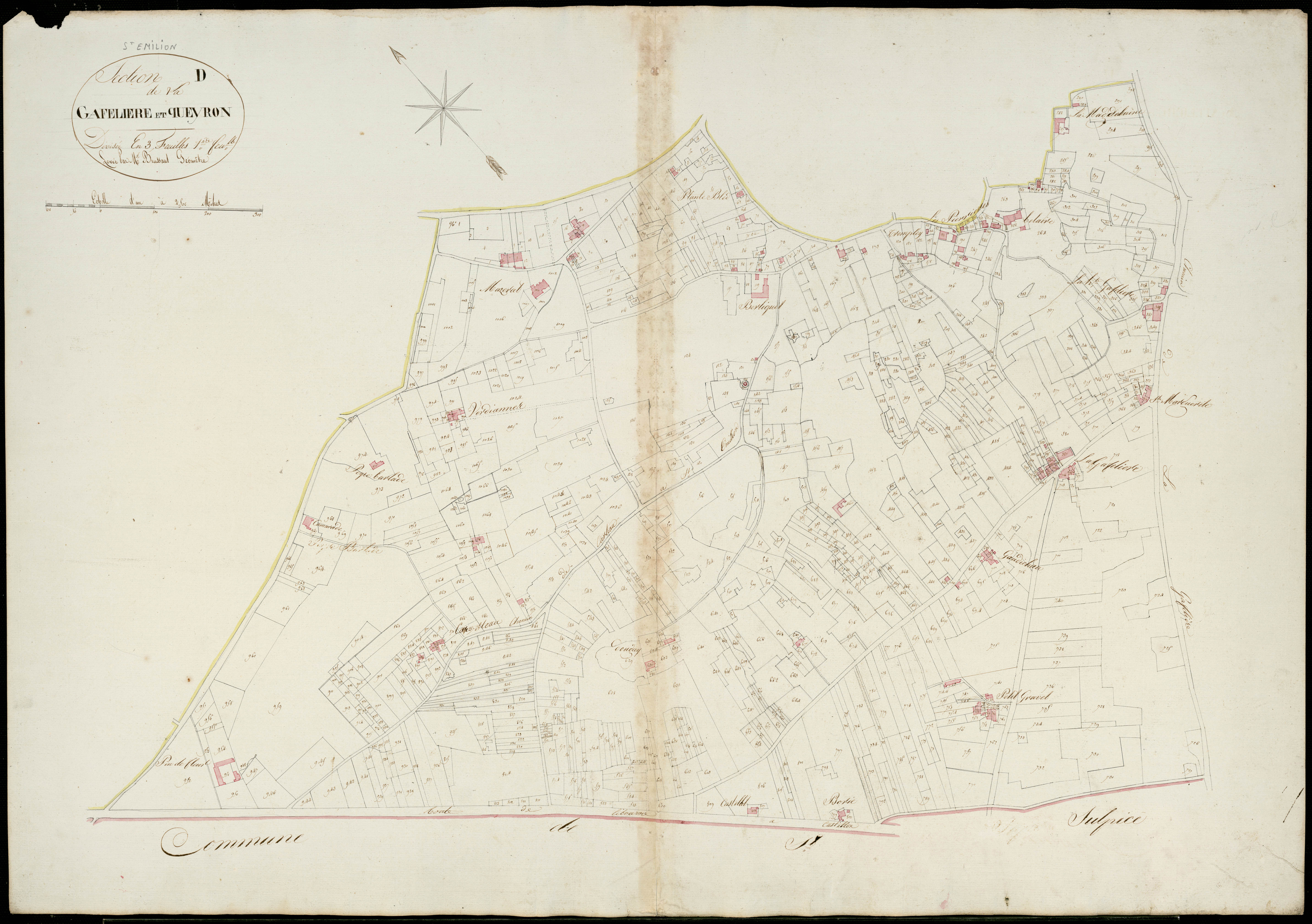 Saint-Émilion - -Section D feuille unique : La Gafelière et Queyron
