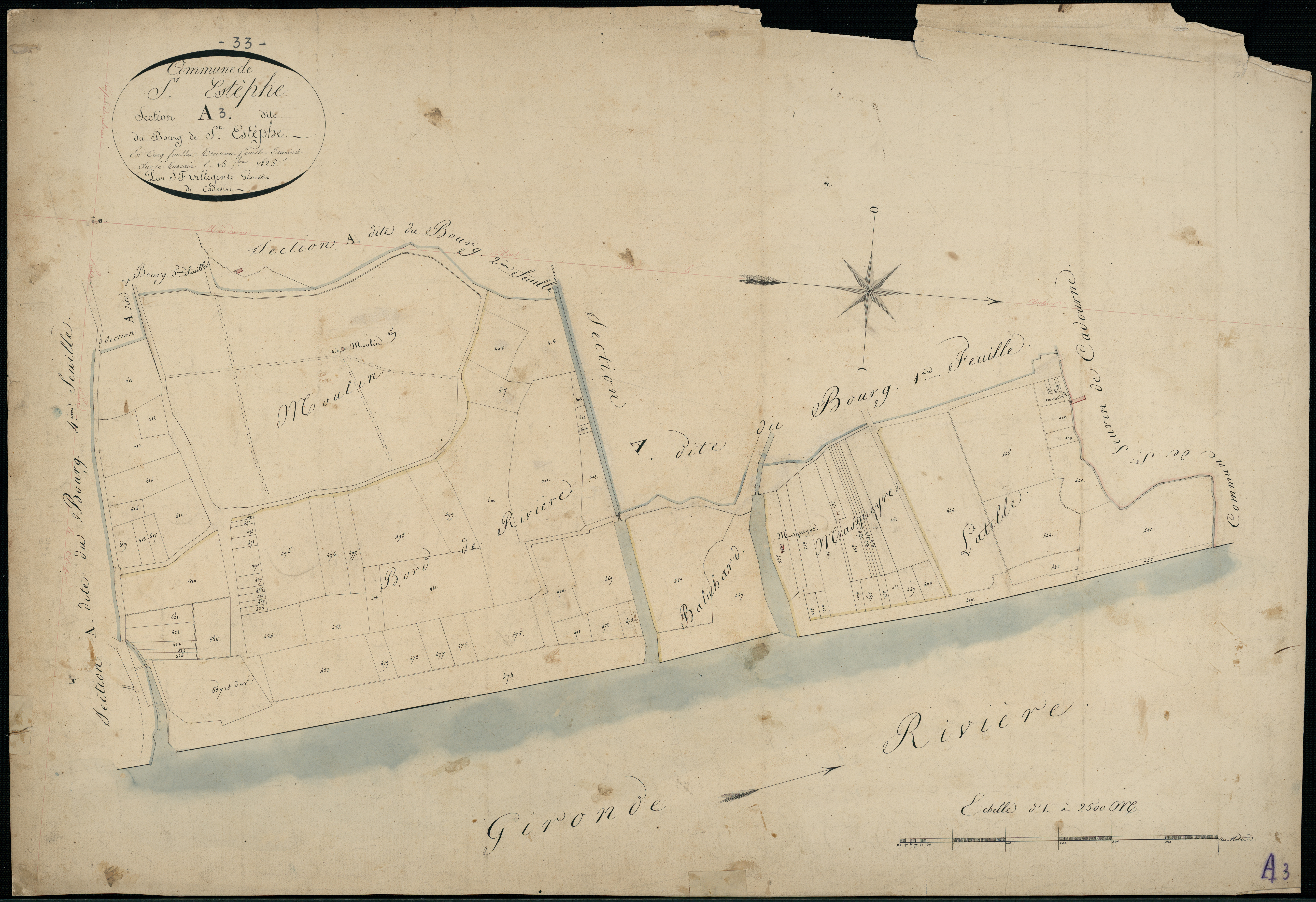 Saint-Estèphe - -Section A feuille 3 : Le Bourg