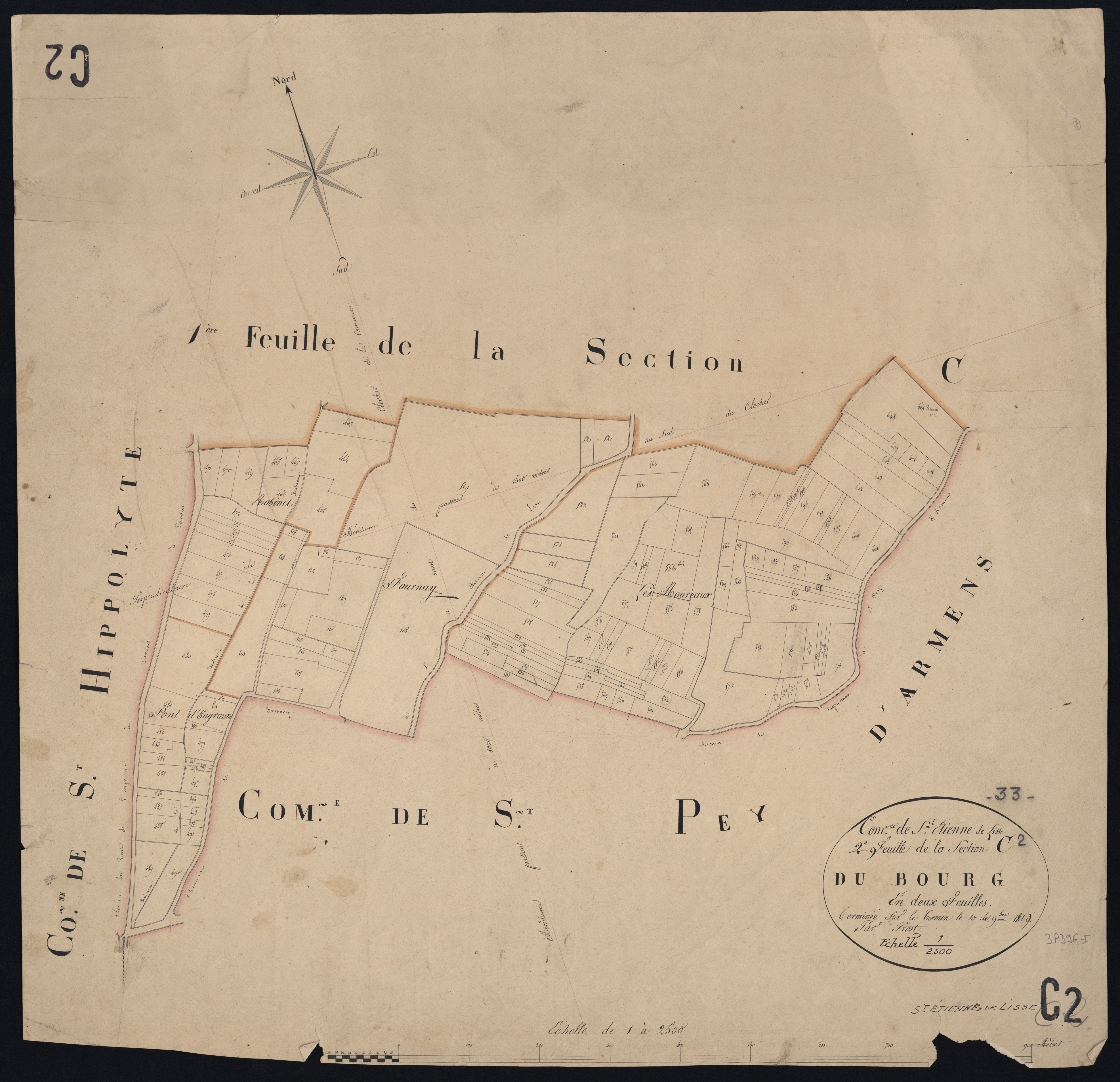 Saint-Étienne-de-Lisse - -Section C feuille 2 : Le Bourg