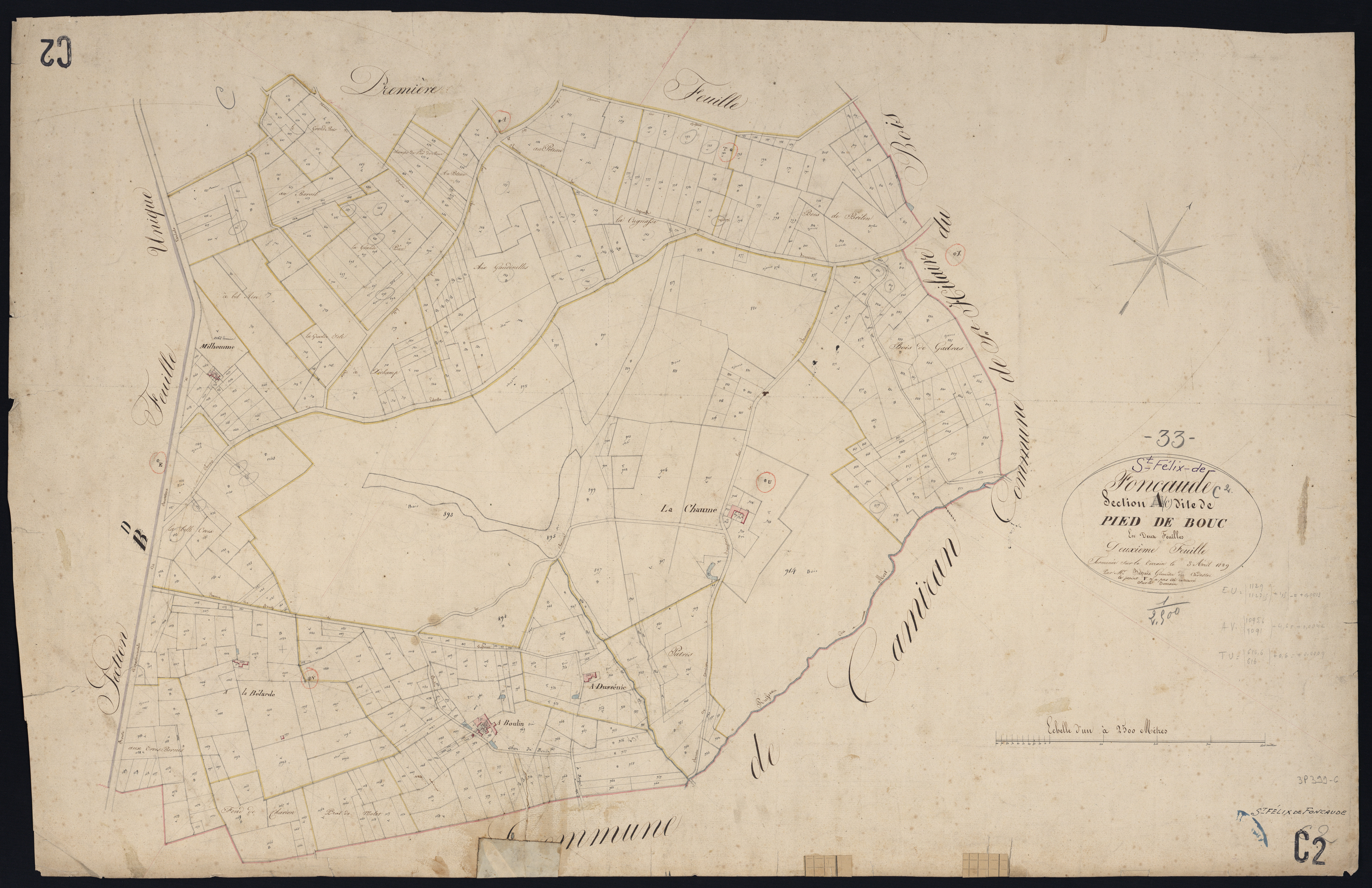 Saint-Félix-de-Foncaude - -Section C feuille 2 : Pied-de-Bouc