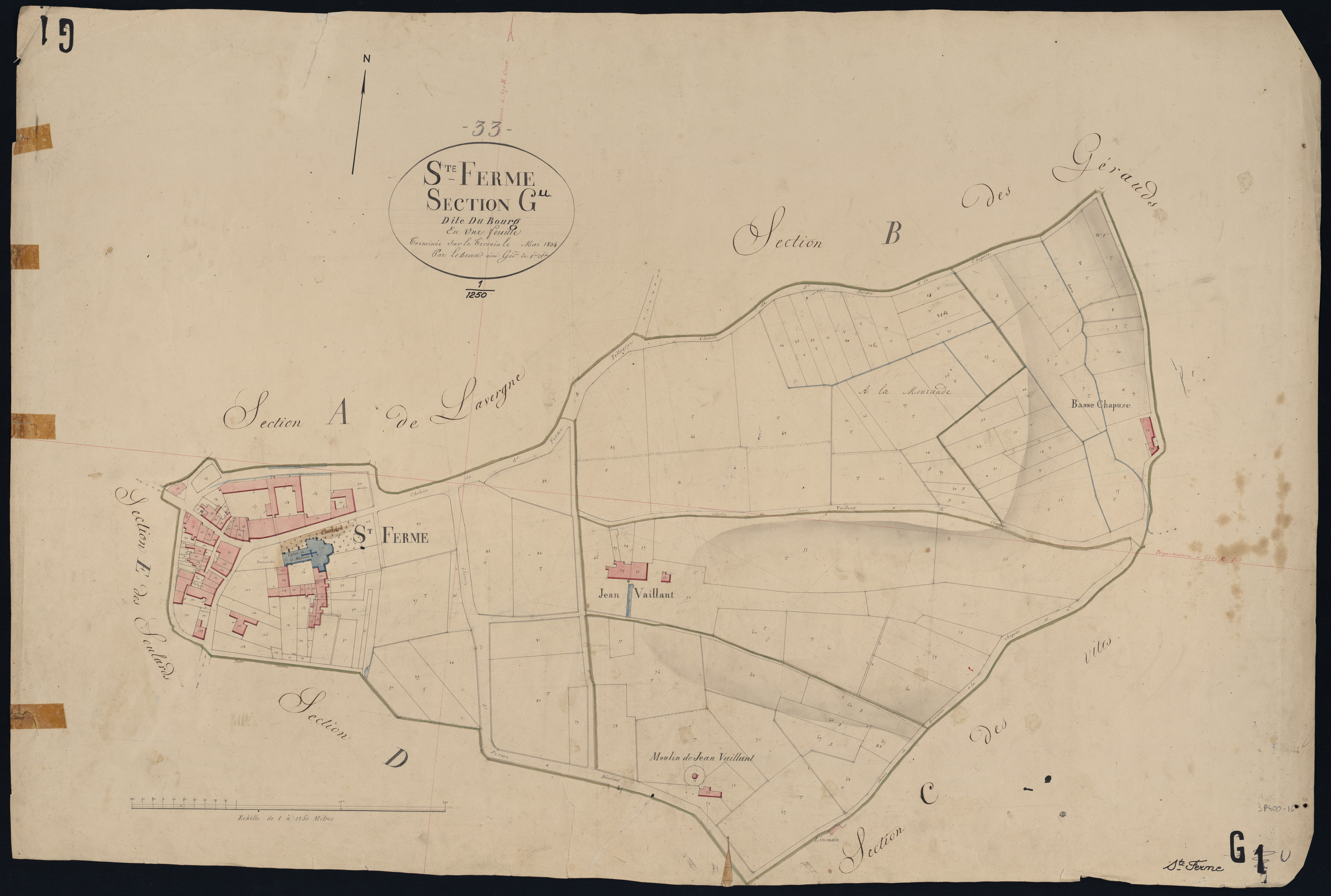 Saint-Ferme - -Section G feuille unique : Le Bourg