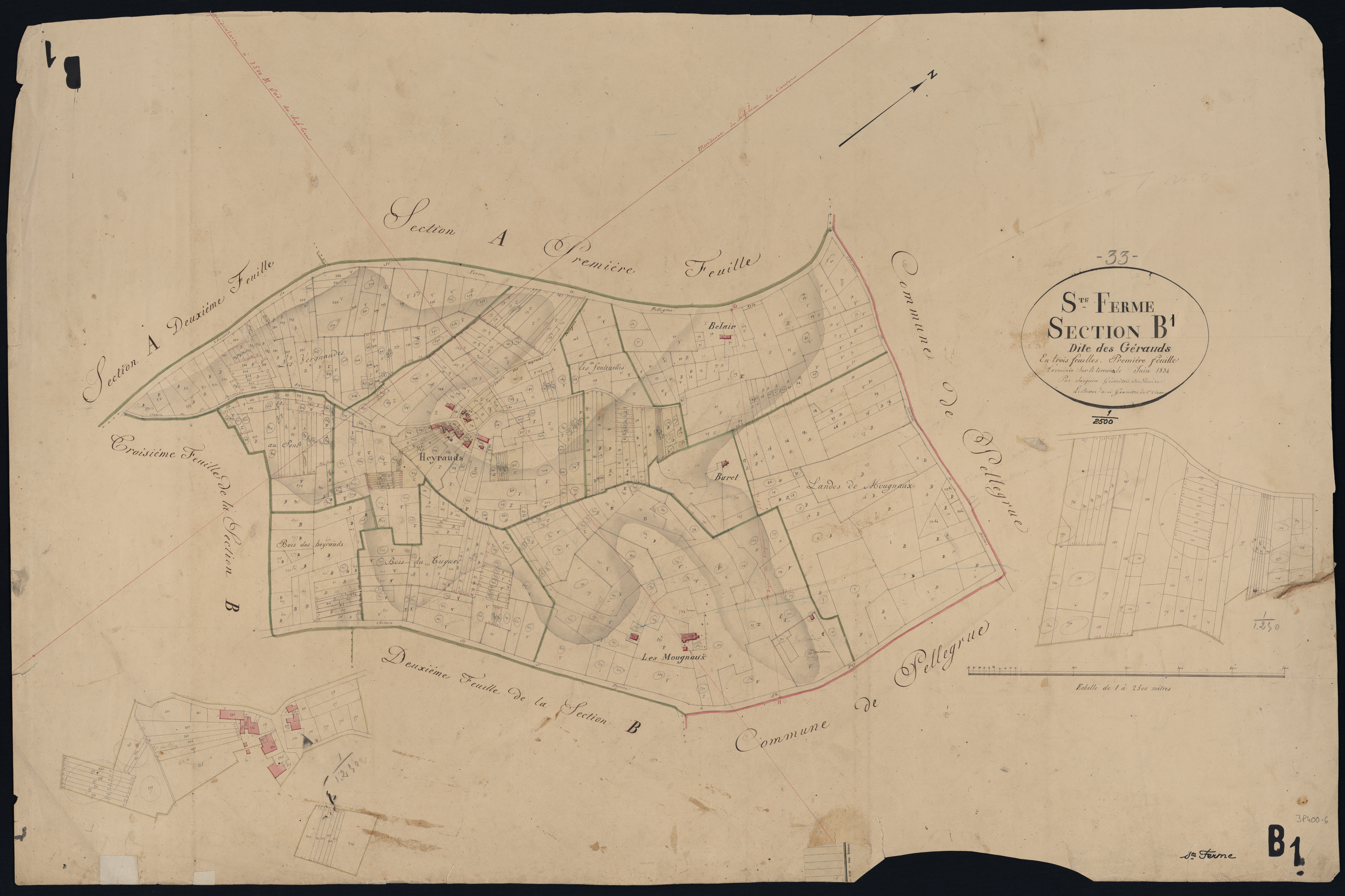 Saint-Ferme - -Section B feuille 1 : Les Gérauds