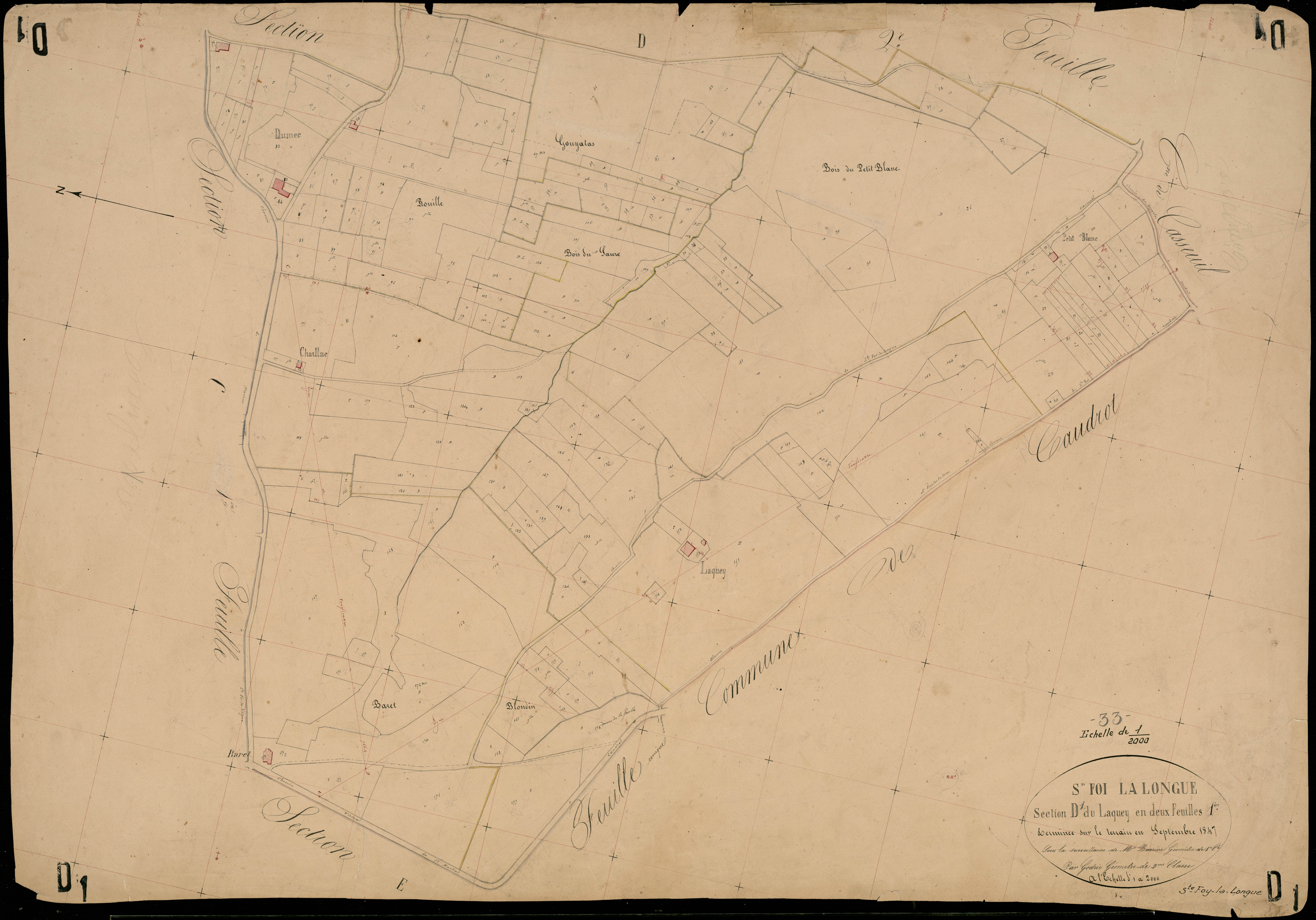 Sainte-Foy-la-Longue - -Section D feuille 1 : Le Laquey
