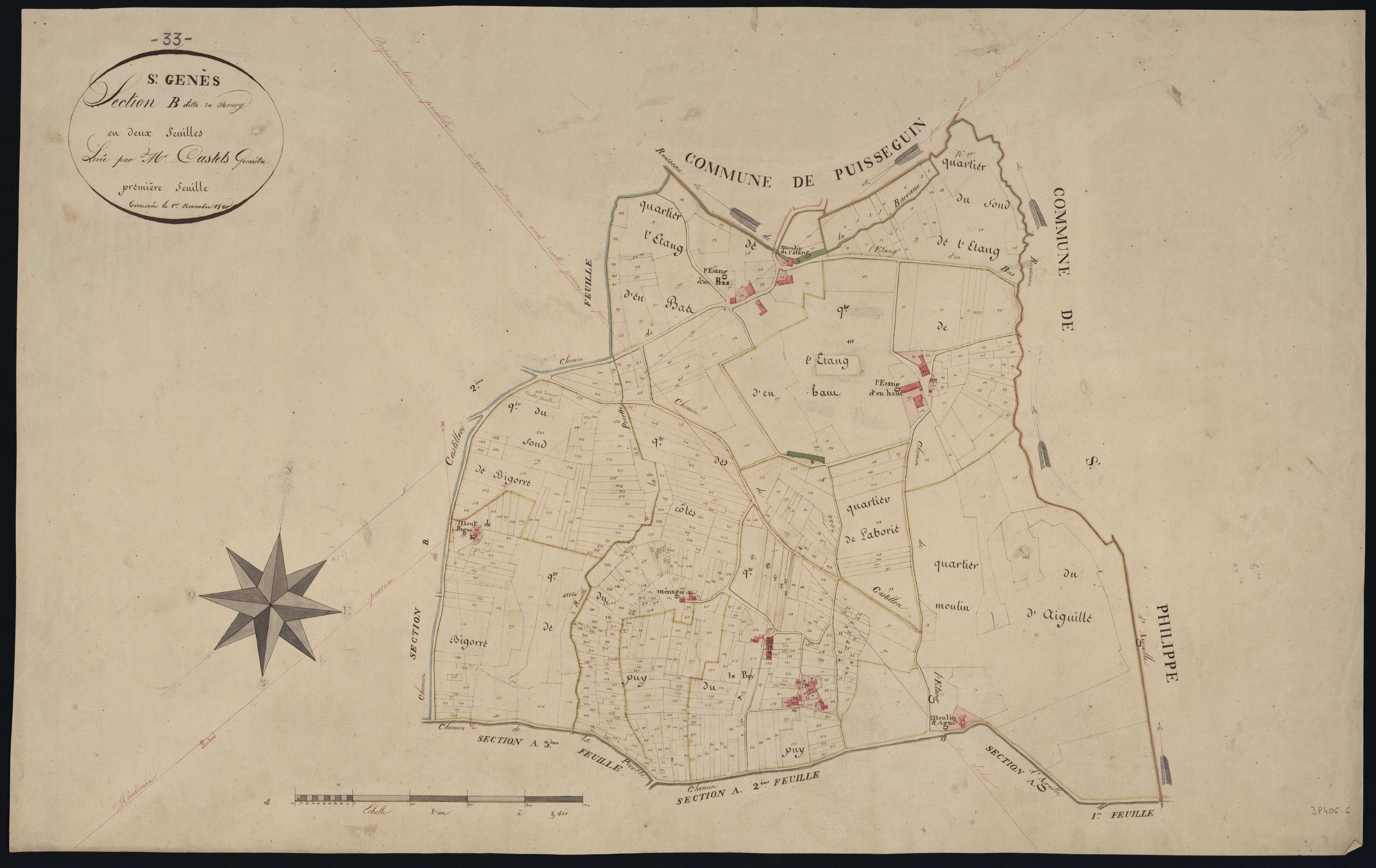 Saint-Genès-de-Castillon - -Section B feuille 1 : Le Bourg