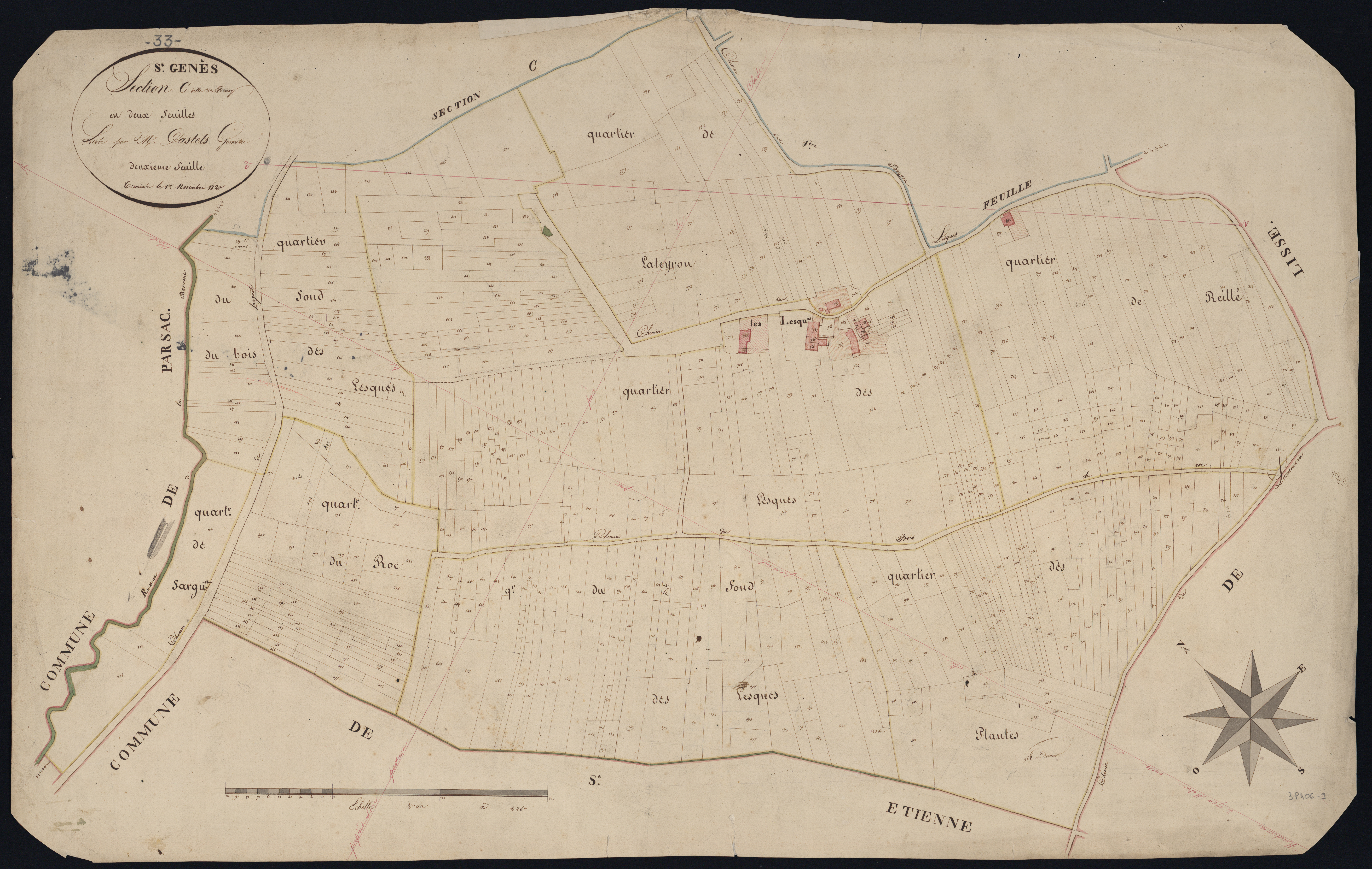 Saint-Genès-de-Castillon - -Section C feuille 2 : Beney