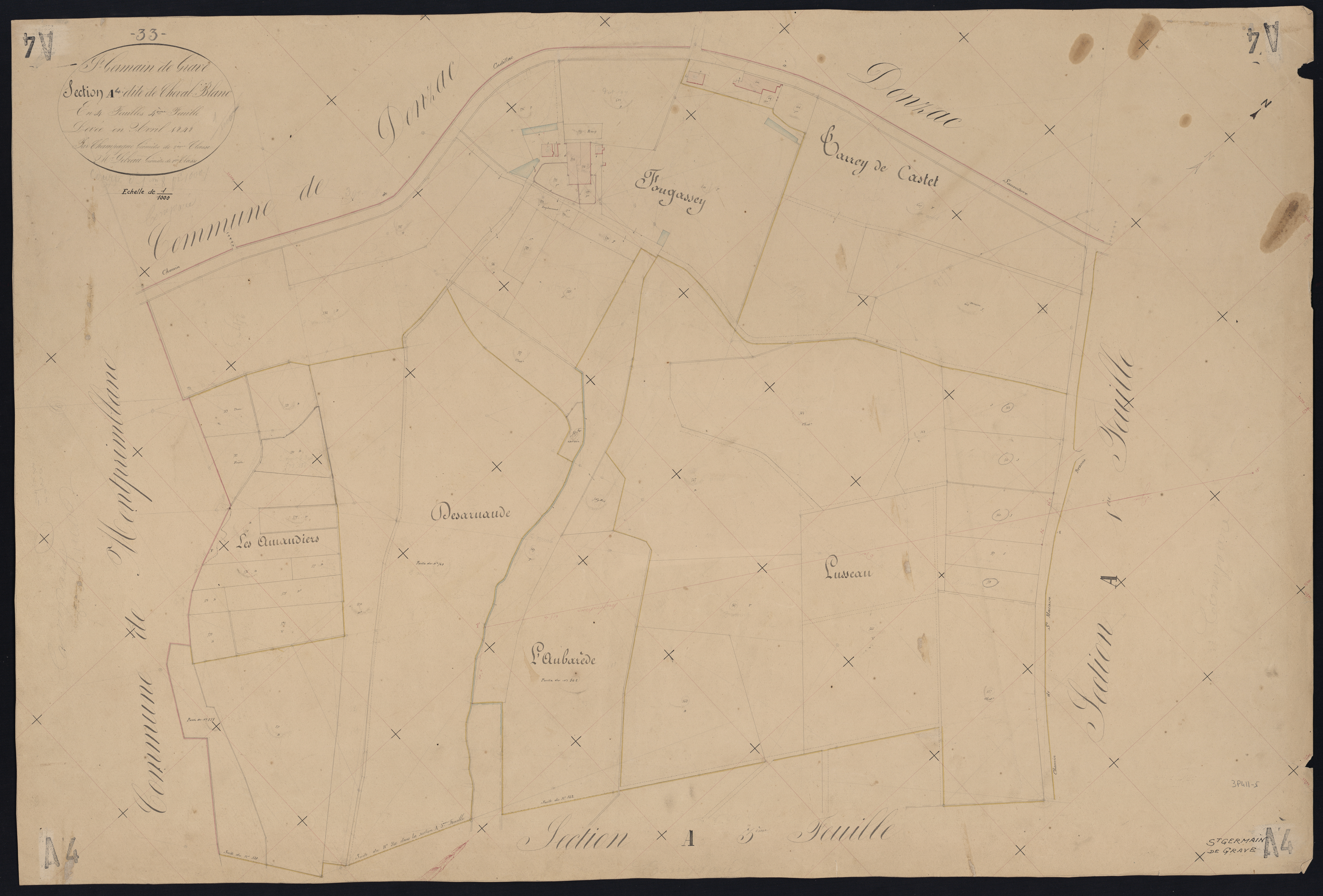 Saint-Germain-de-Grave - -Section A feuille 4 : Cheval-Blanc