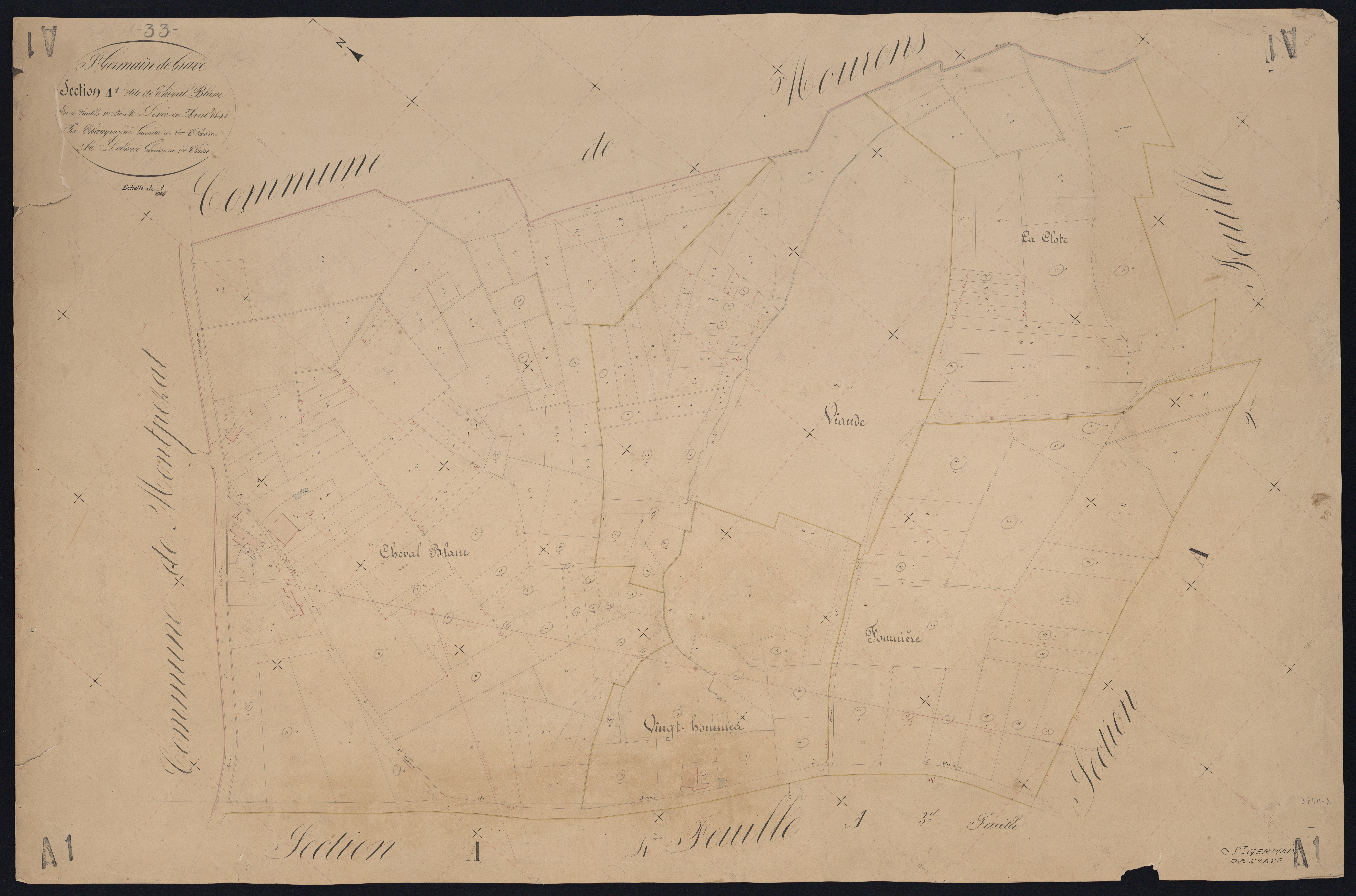 Saint-Germain-de-Grave - -Section A feuille 1 : Cheval-Blanc