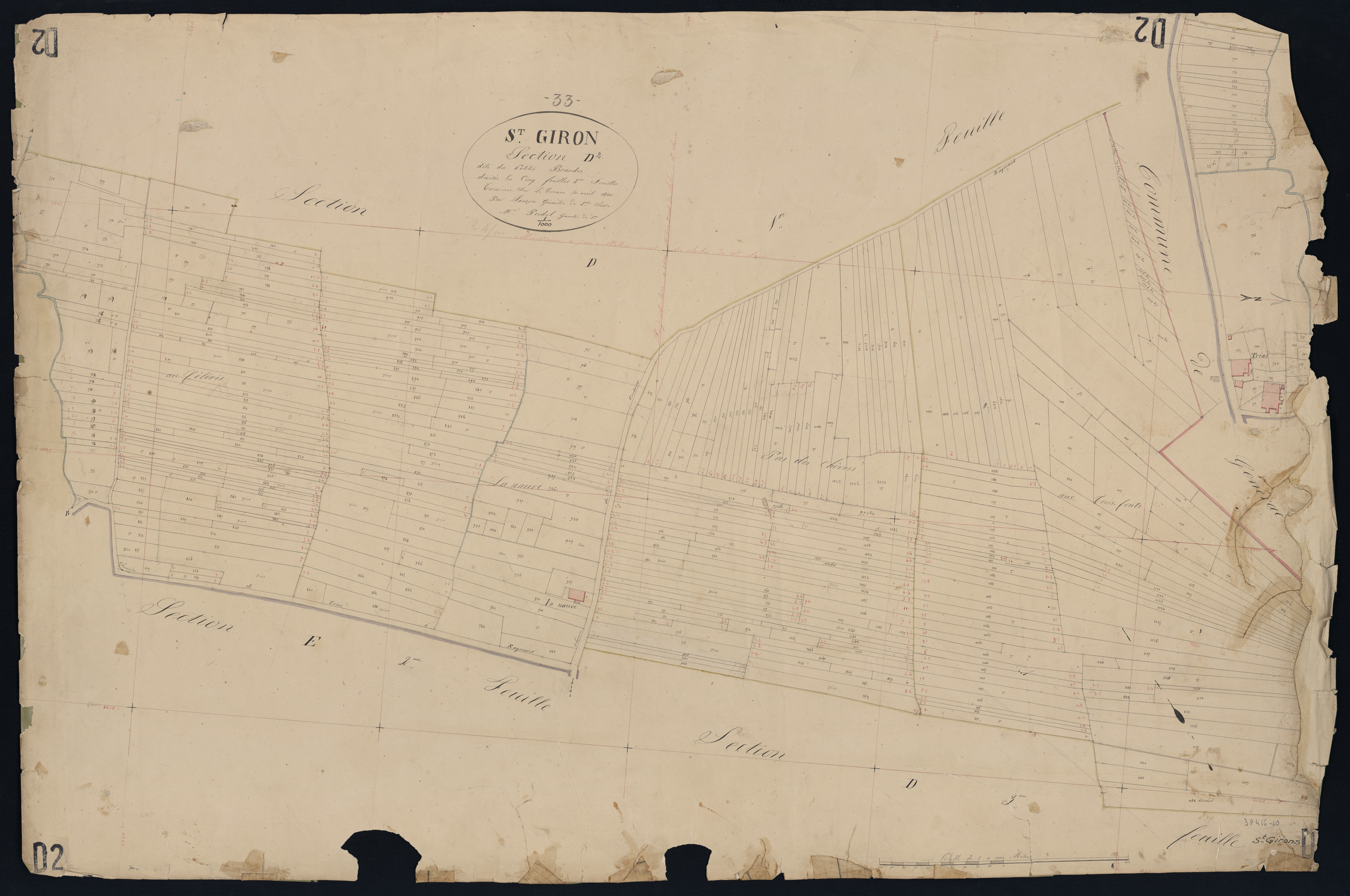 Saint-Girons-d'Aiguevives - -Section D feuille 2 : Les Petites-Brandes