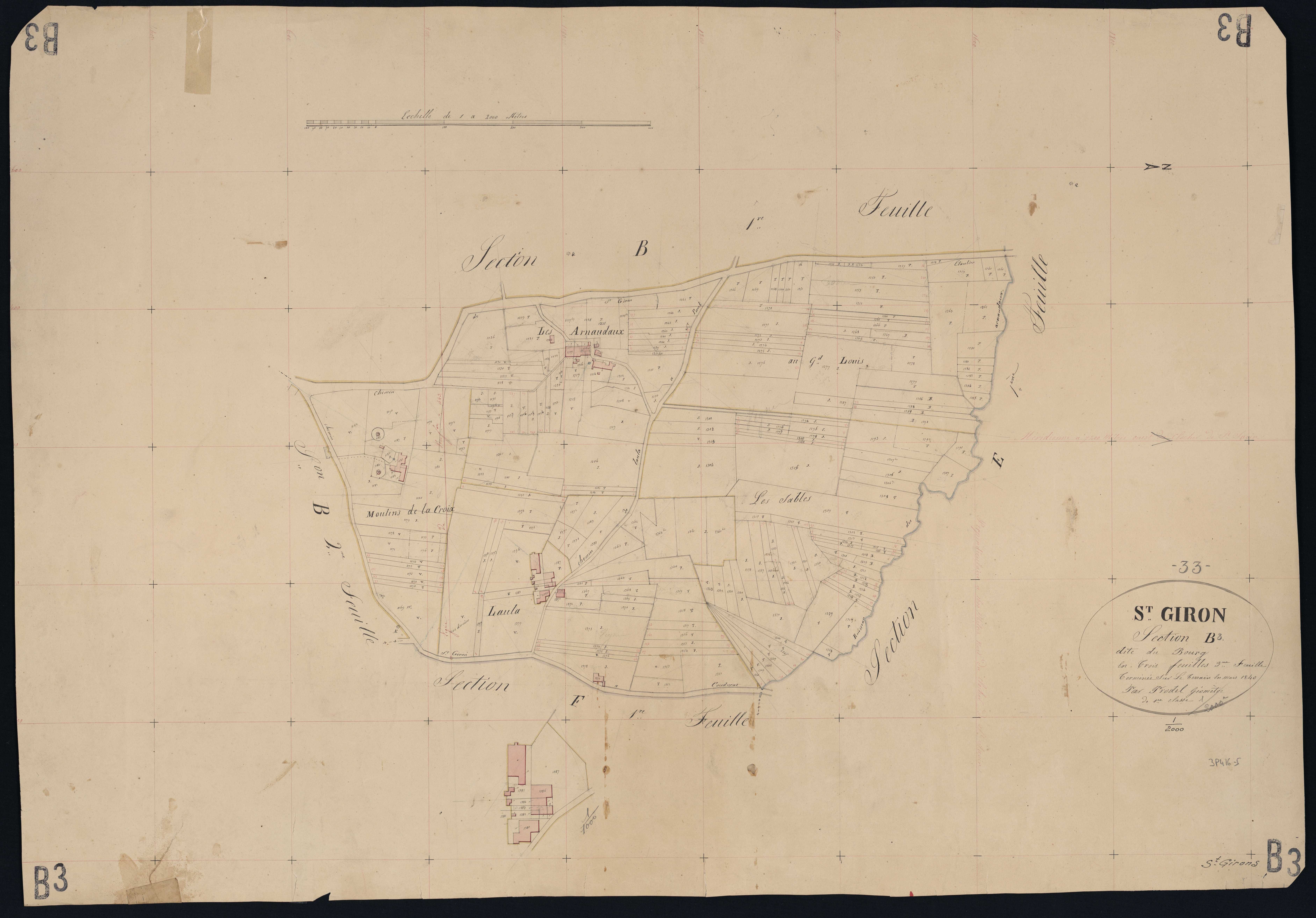 Saint-Girons-d'Aiguevives - -Section B feuille 3 : Le Bourg